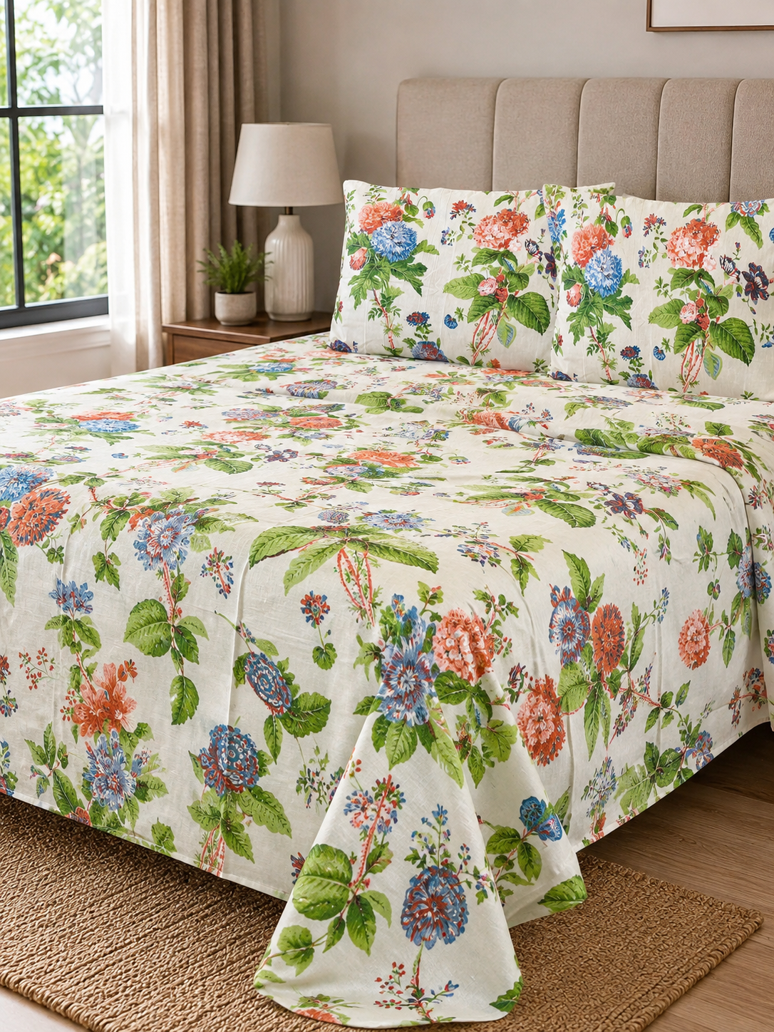 Saanjh Jumbo King Bedsheet Set |110x110 inches | 100% Cotton  •  Jumbo King Bedsheet Set |110x110 inches | 100% Cotton