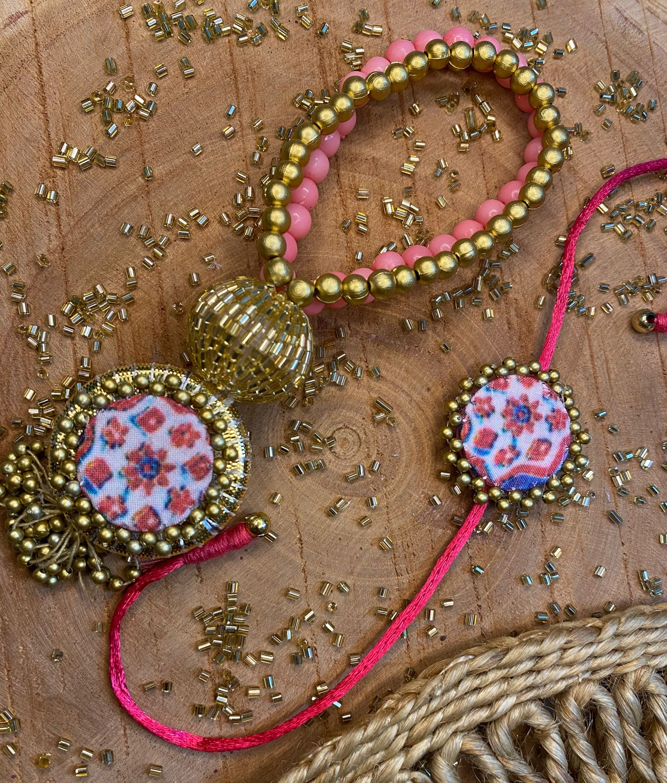 Silk Patola Bracelet Couple Rakhis