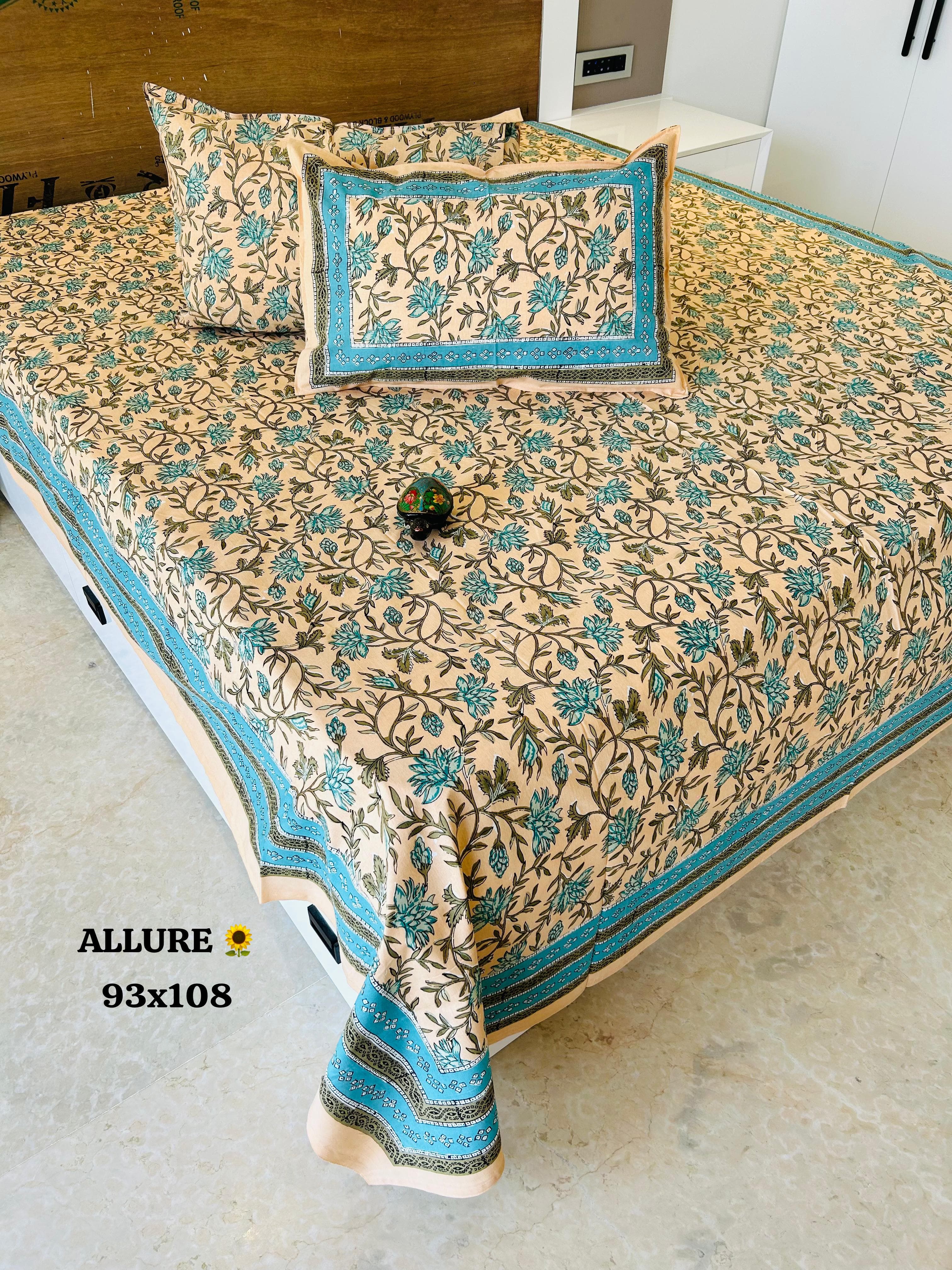 Noor Mahel Bedsheet Set | 93 × 108 inches | 100% Cotton