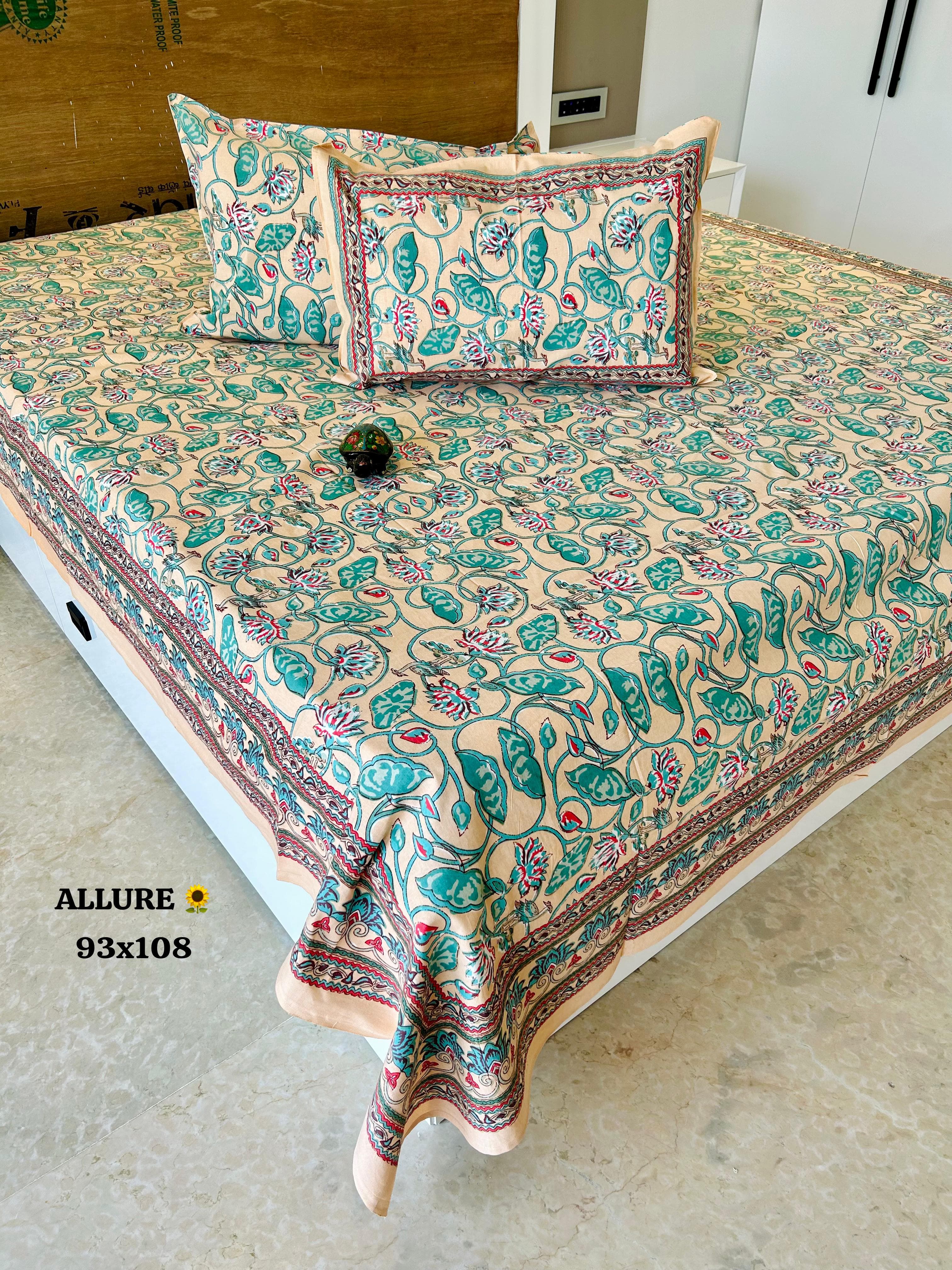 Noor Mahel Bedsheet Set | 93 × 108 inches | 100% Cotton