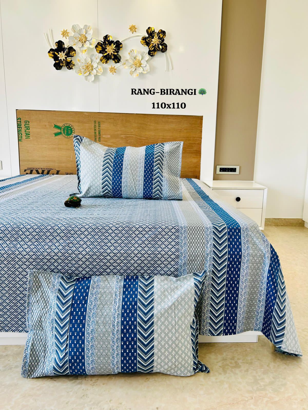 Hastkala Jumbo King Bedsheet Set |110x110 inches | 100% Cotton