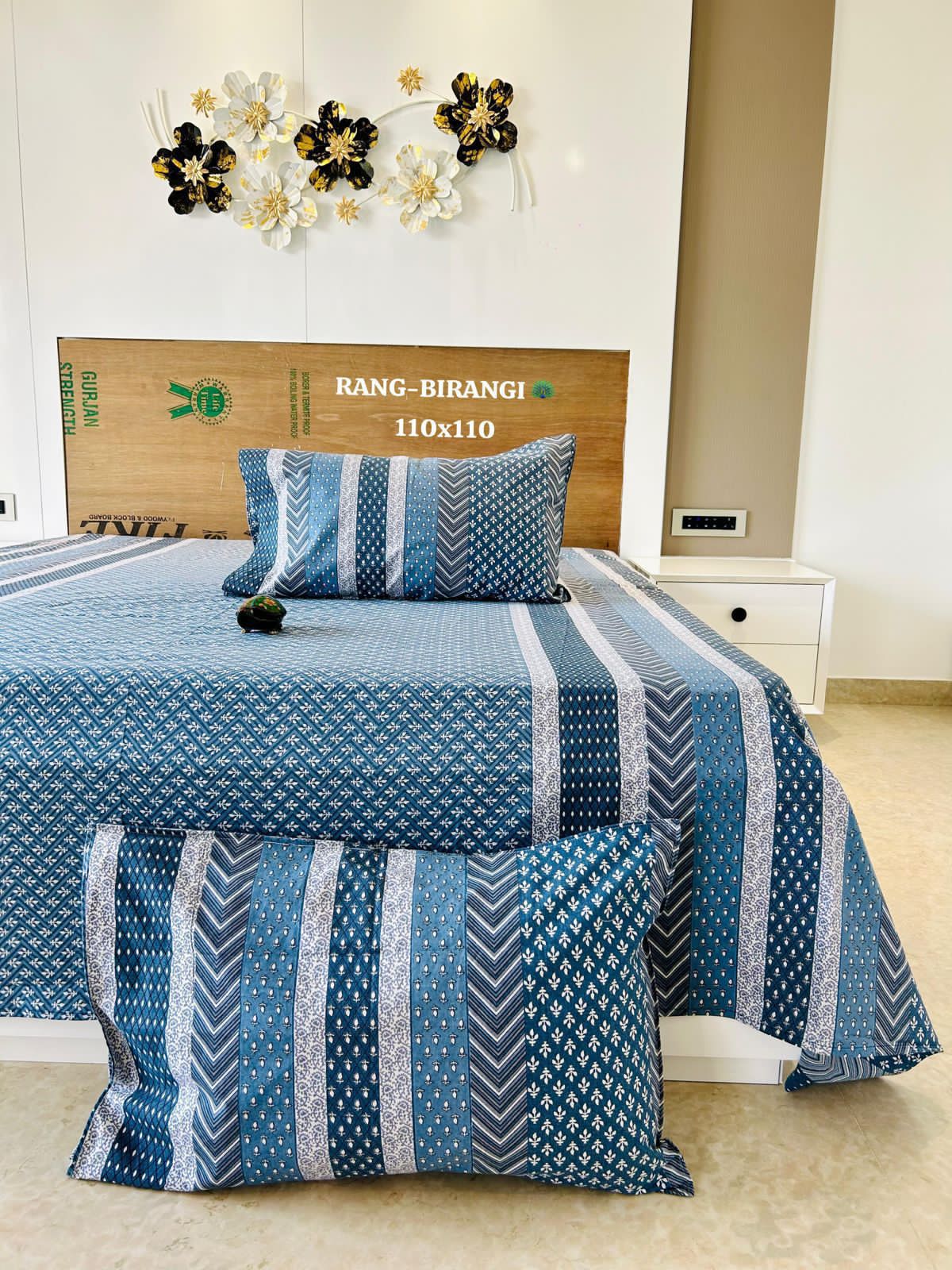 Hastkala Jumbo King Bedsheet Set |110x110 inches | 100% Cotton