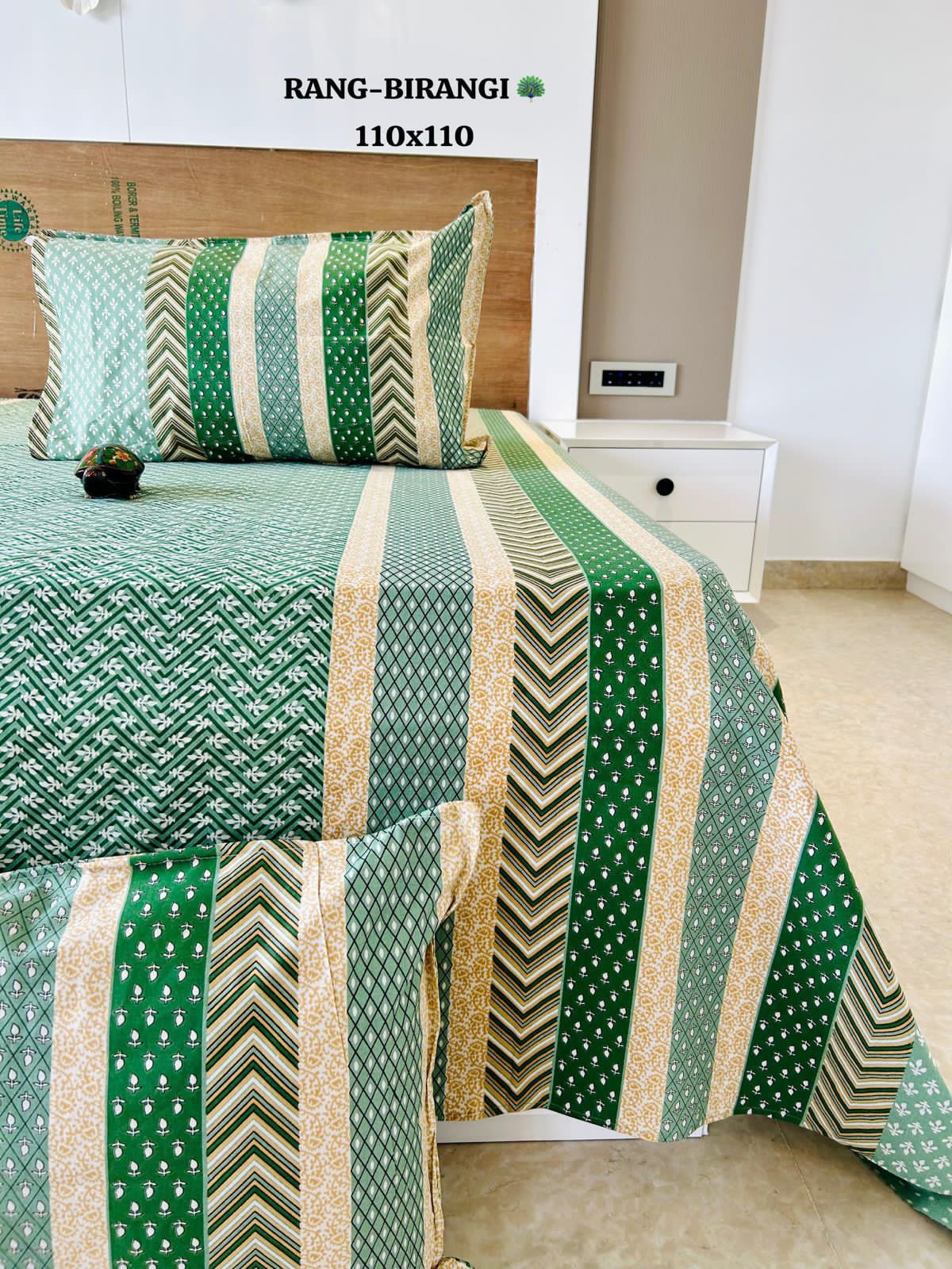 Hastkala Jumbo King Bedsheet Set |110x110 inches | 100% Cotton