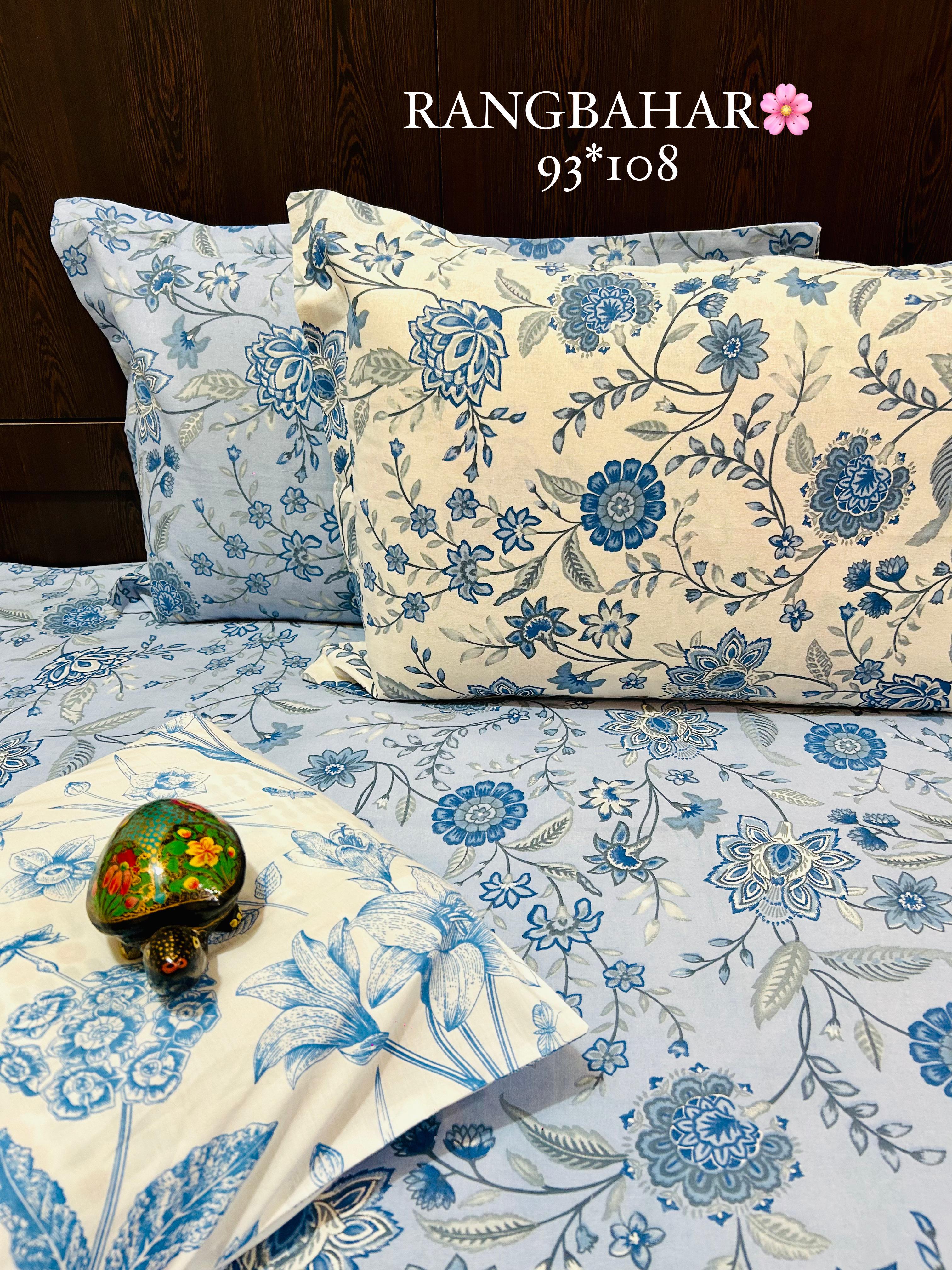 Bloom Handblock Bedsheet Set | 93 × 108 inches | 100% Cotton