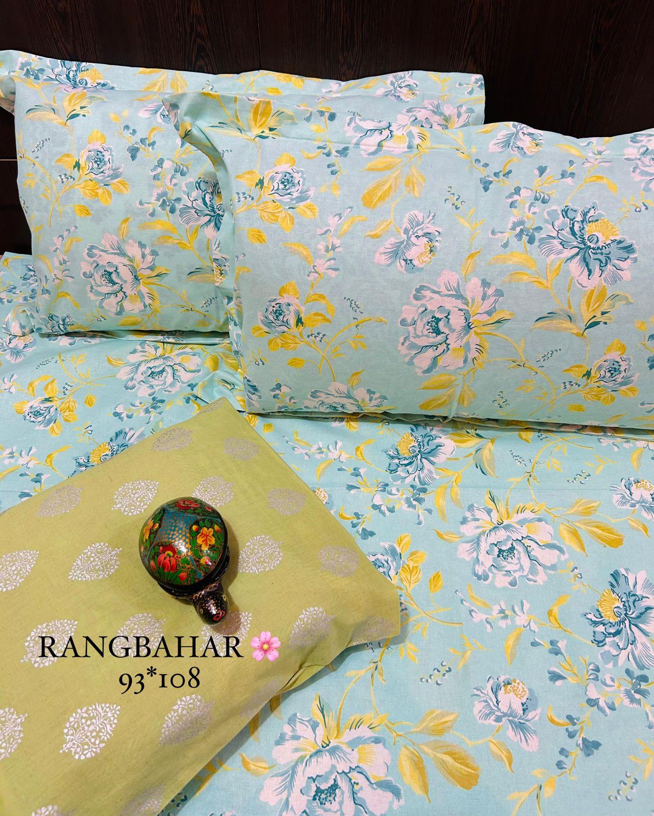 Bloom Handblock Bedsheet Set | 93 × 108 inches | 100% Cotton