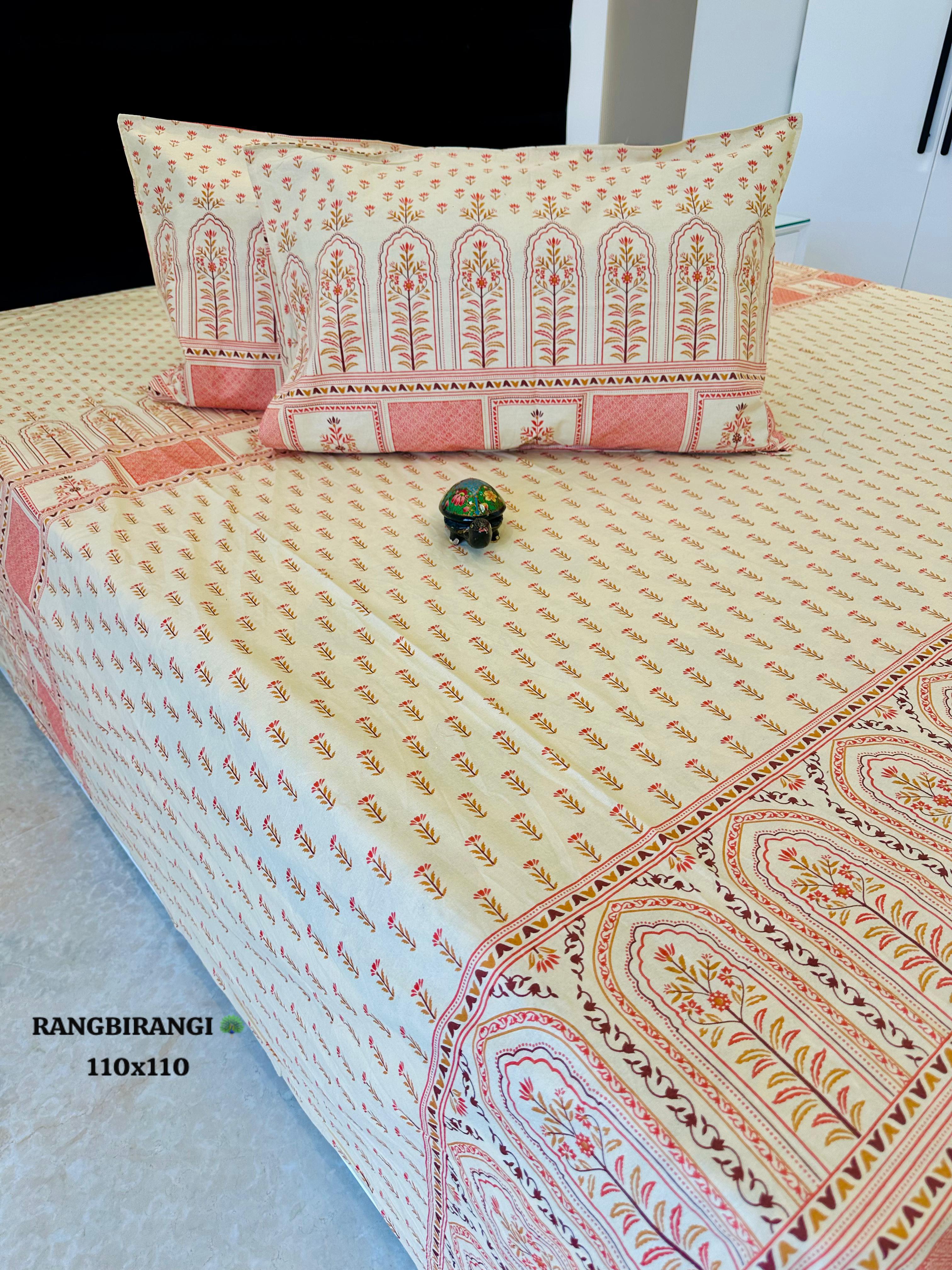 Grandeur Jumbo King Bedsheet Set |110x110 inches | 100% Cotton