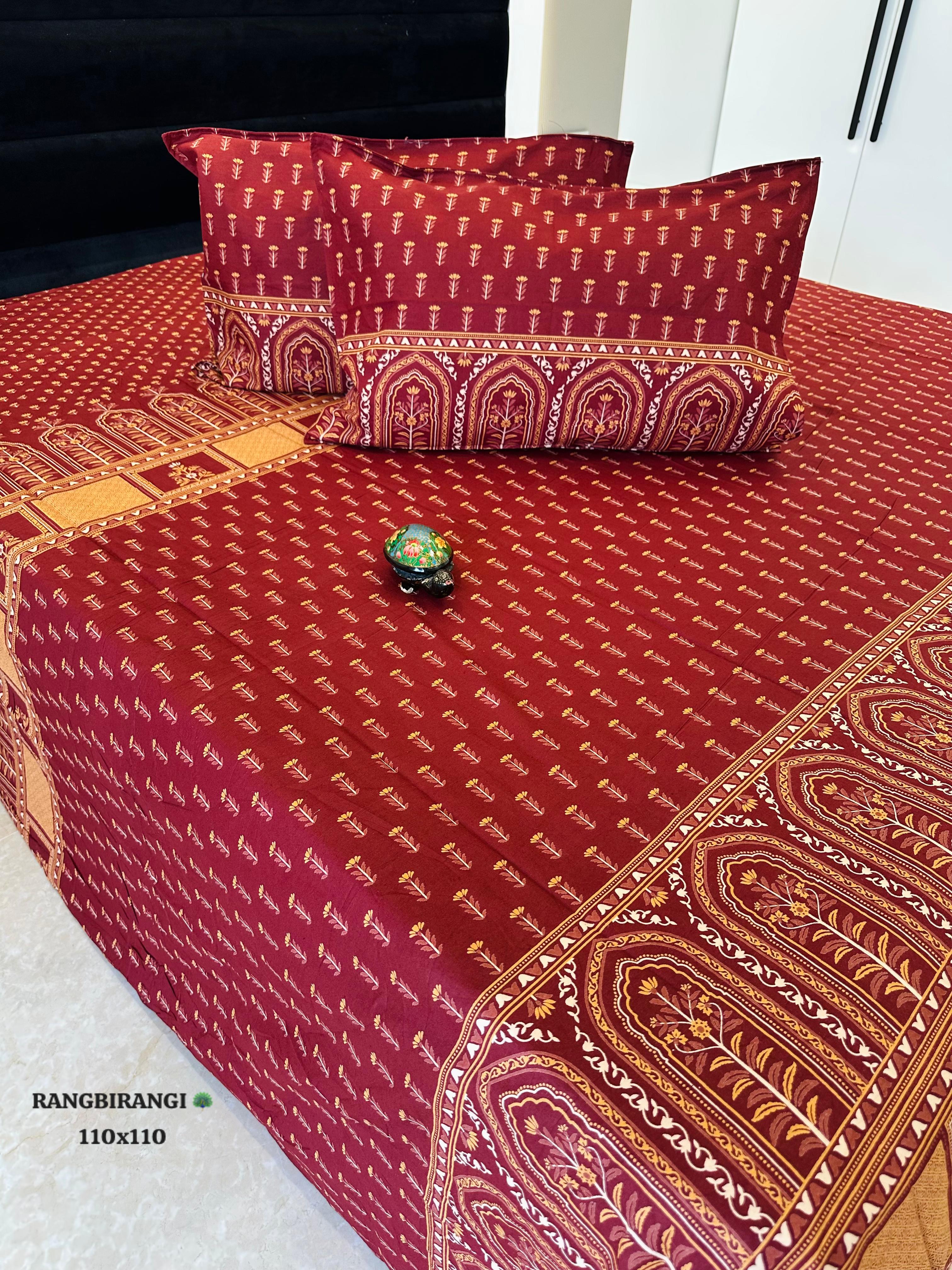 Grandeur Jumbo King Bedsheet Set |110x110 inches | 100% Cotton