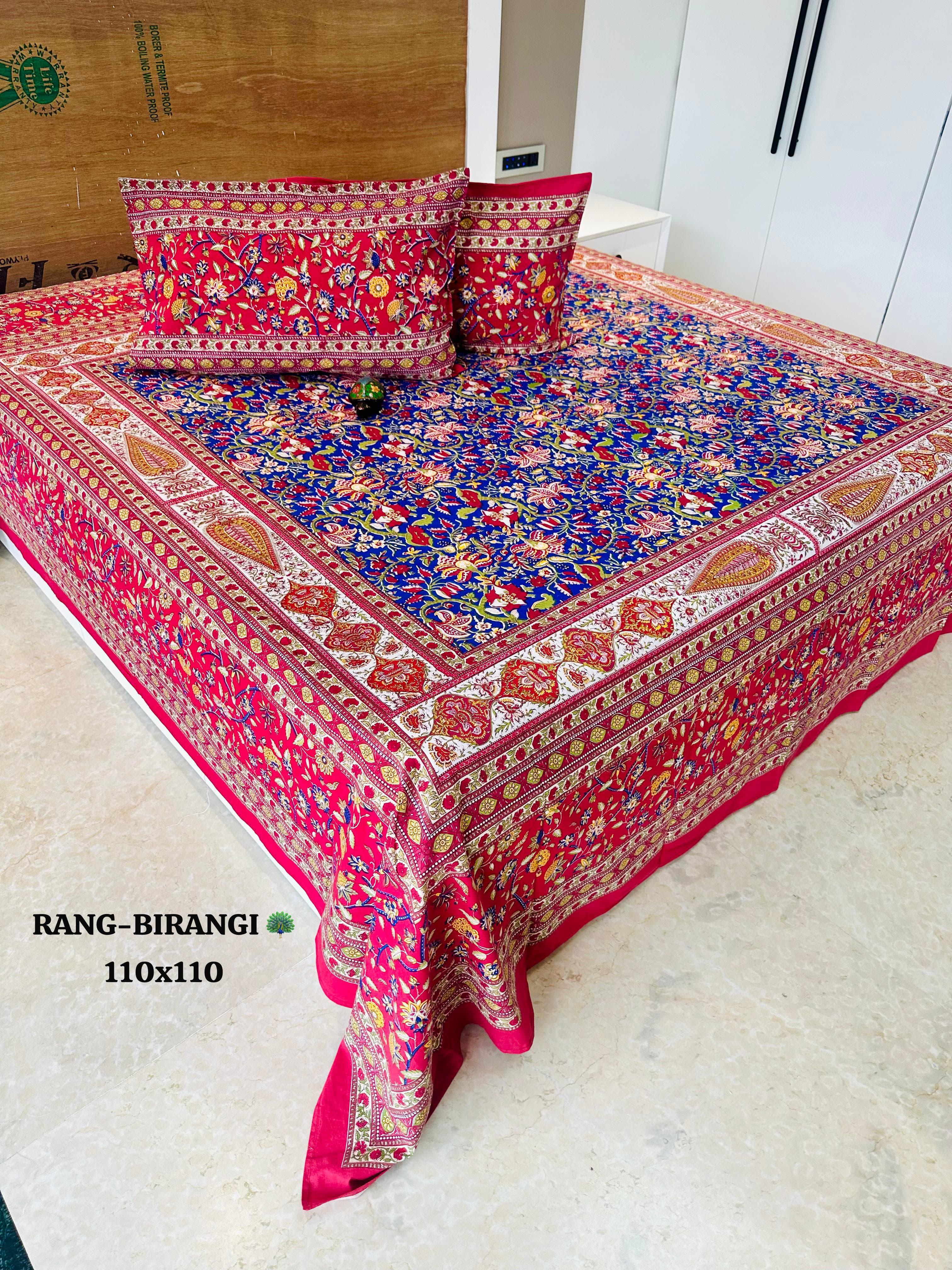 Gulbahaar Jumbo King Bedsheet Set |110x110 inches | 100% Cotton