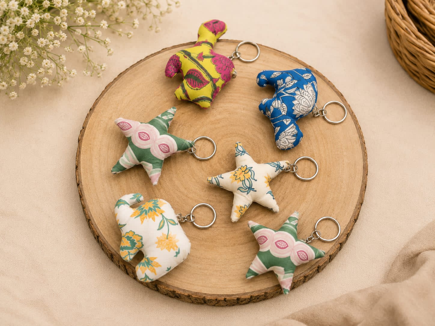 Handmade Upcycled Fabric Keyring