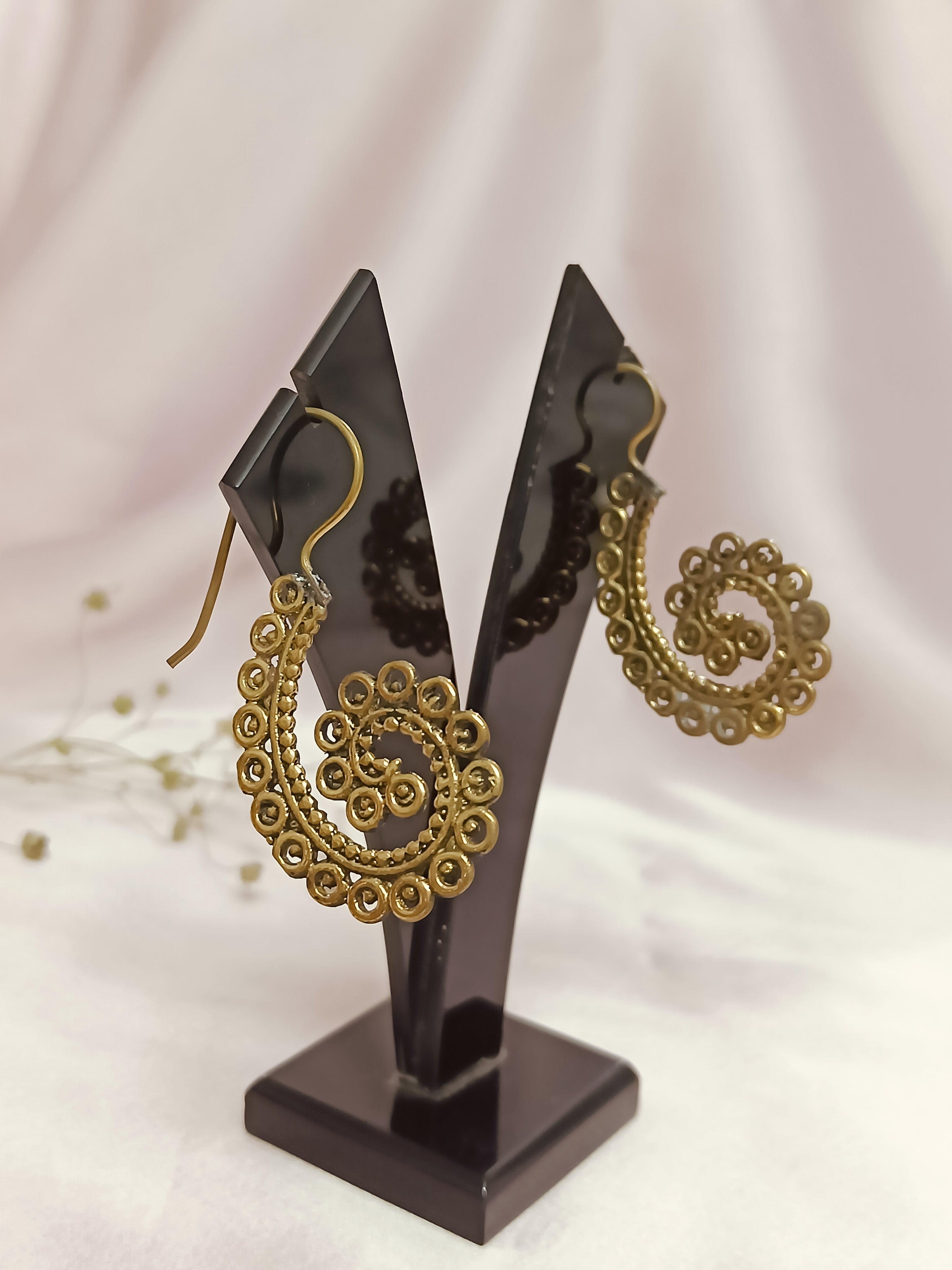 Spiral Oxidized Stud Earrings