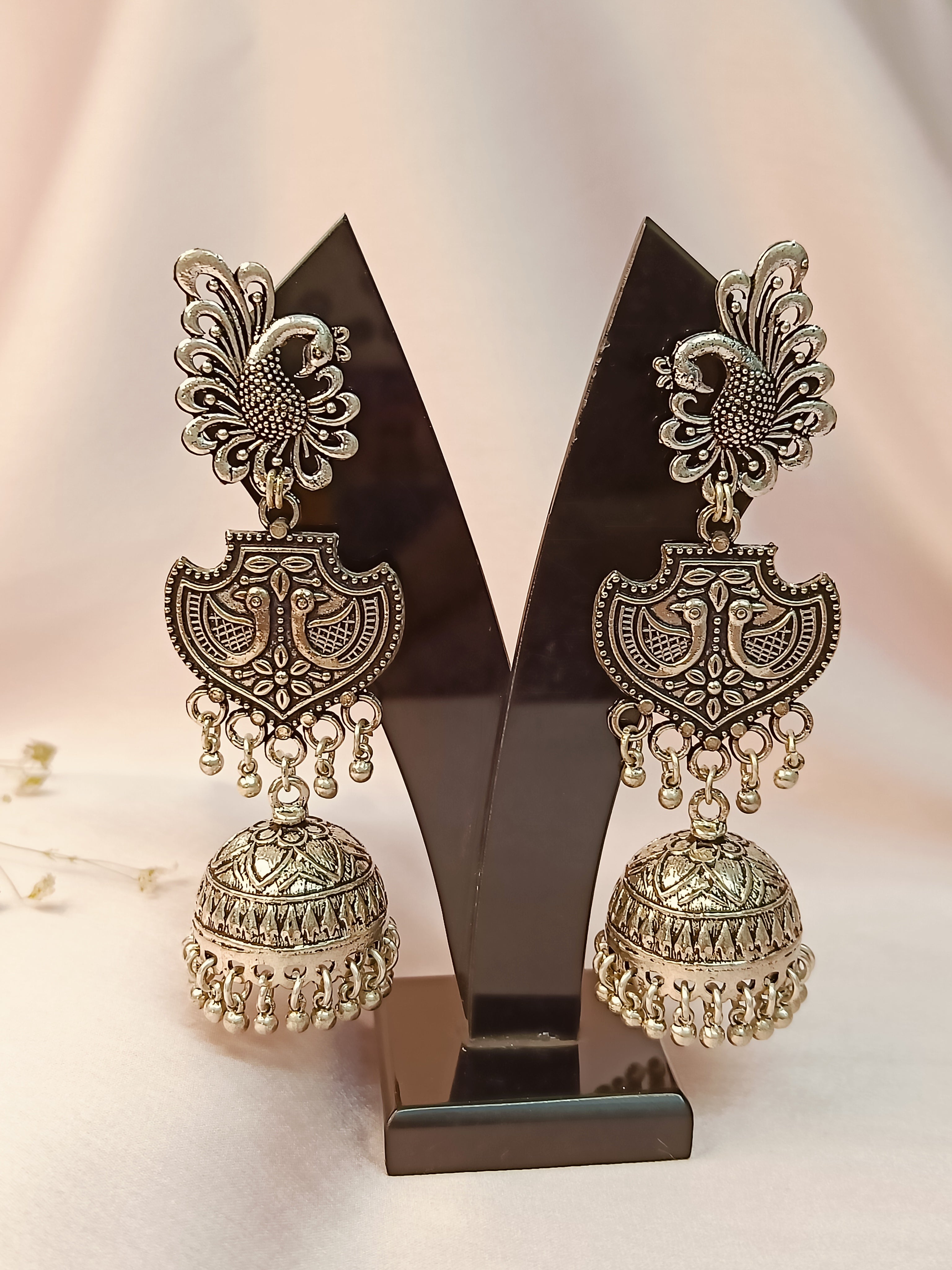 Chandrika Oxidized Jhumki Earrings