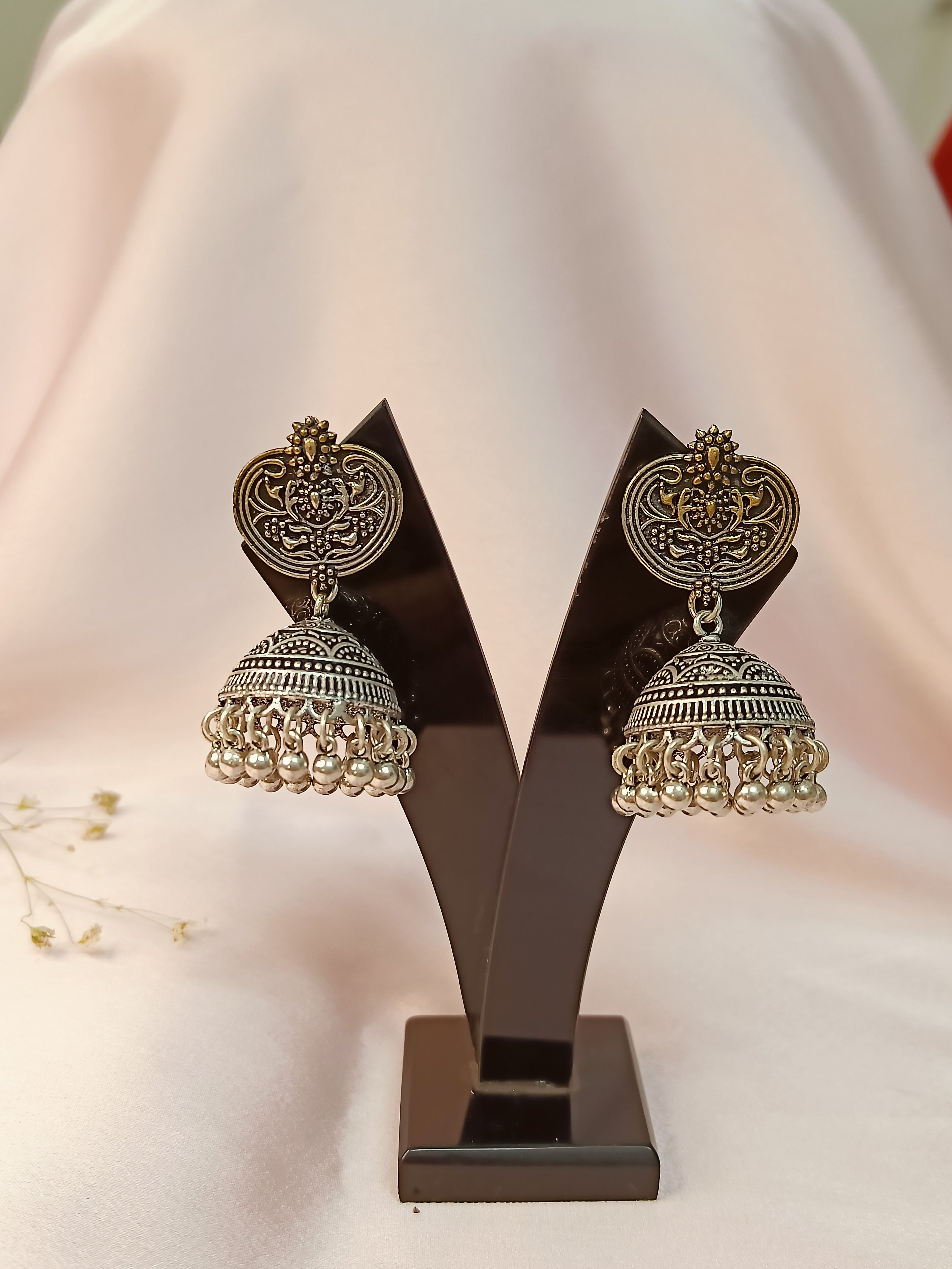 Noori Oxidized Jhumki Earrings