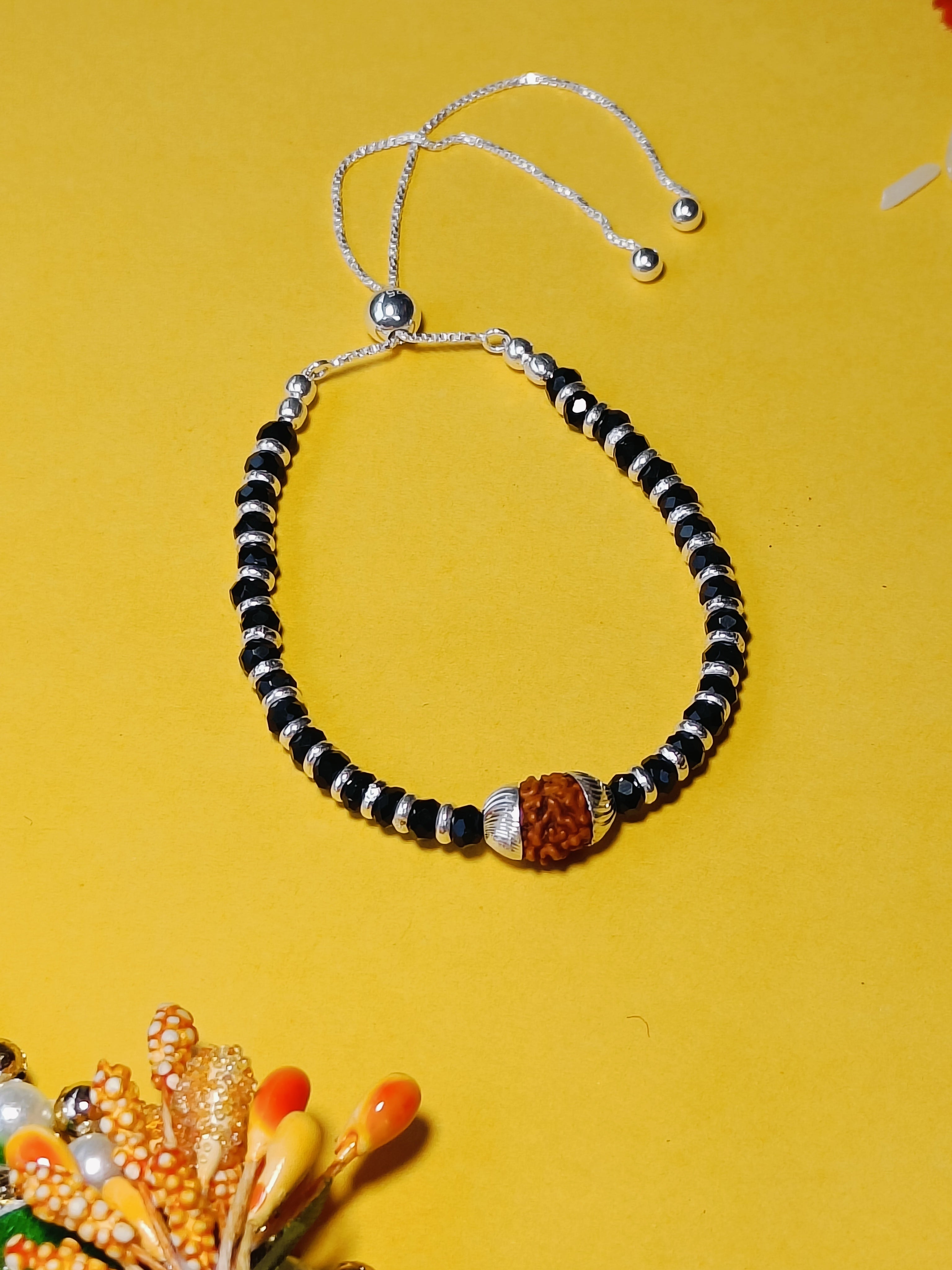 Rudraksh Rakhi Silver 92.5( Unisex )