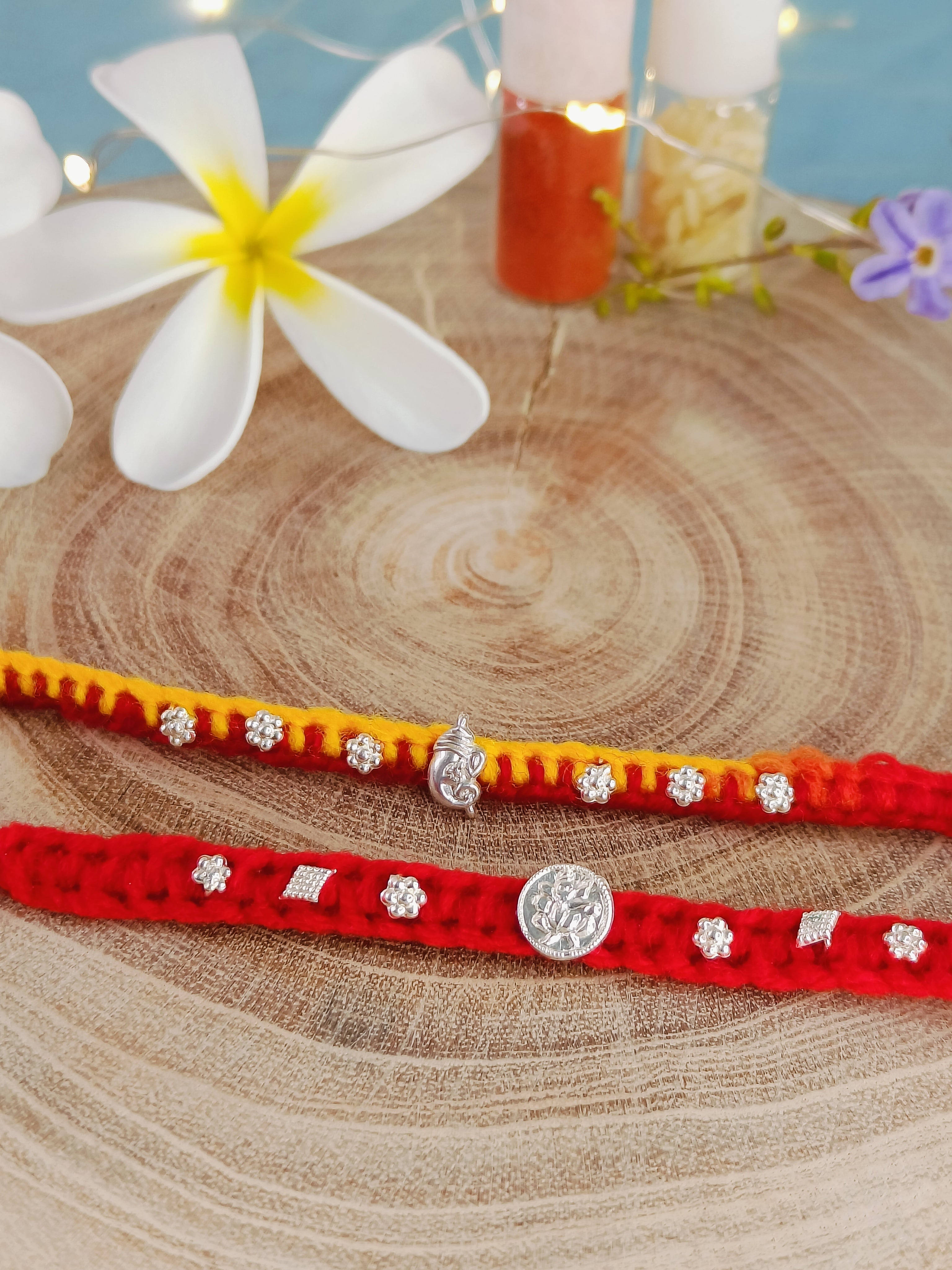 Minimal Chandi  92.5 % Rakhi {combo of 2}