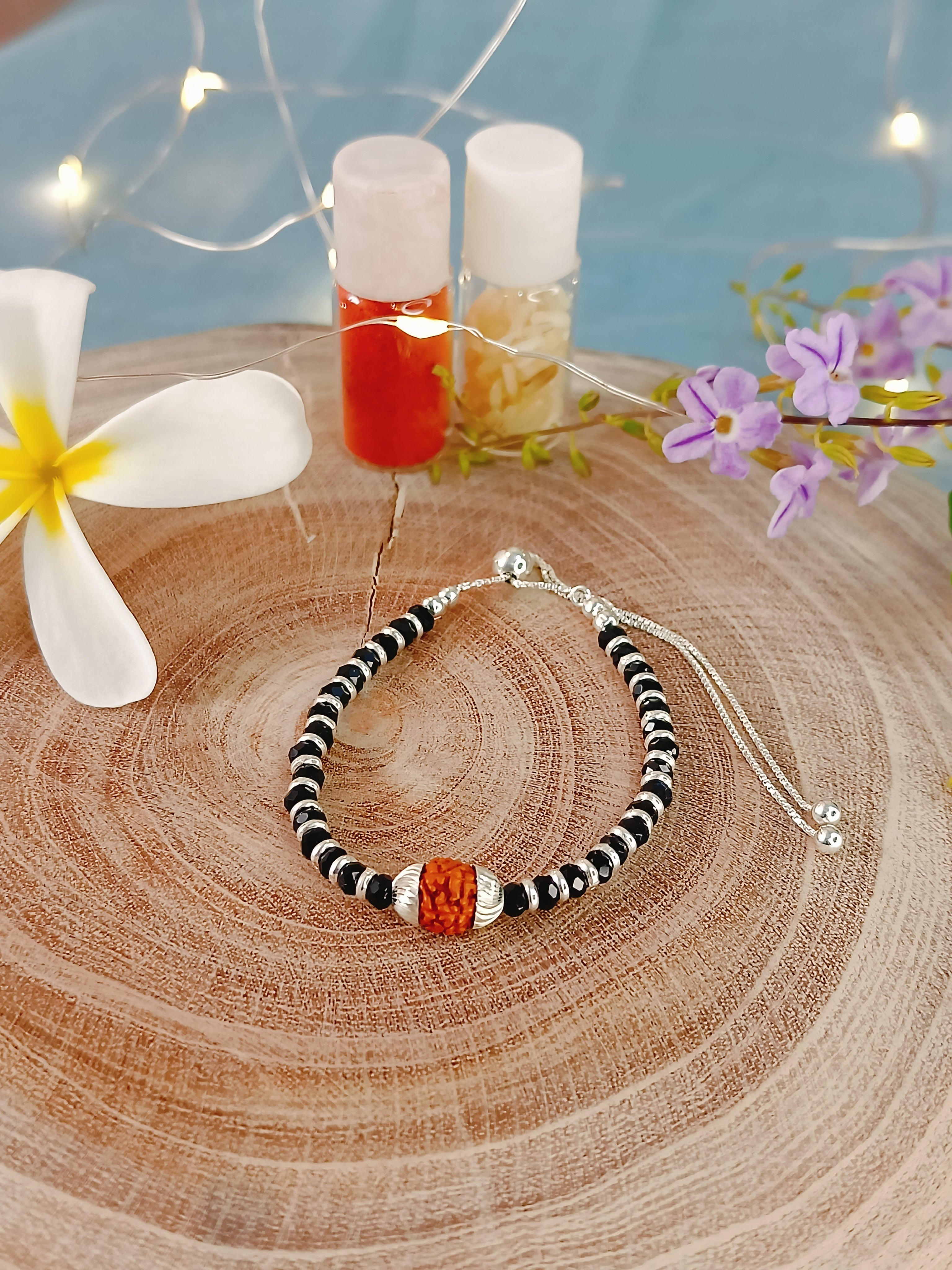 Rudraksh Rakhi Silver 92.5( Unisex )