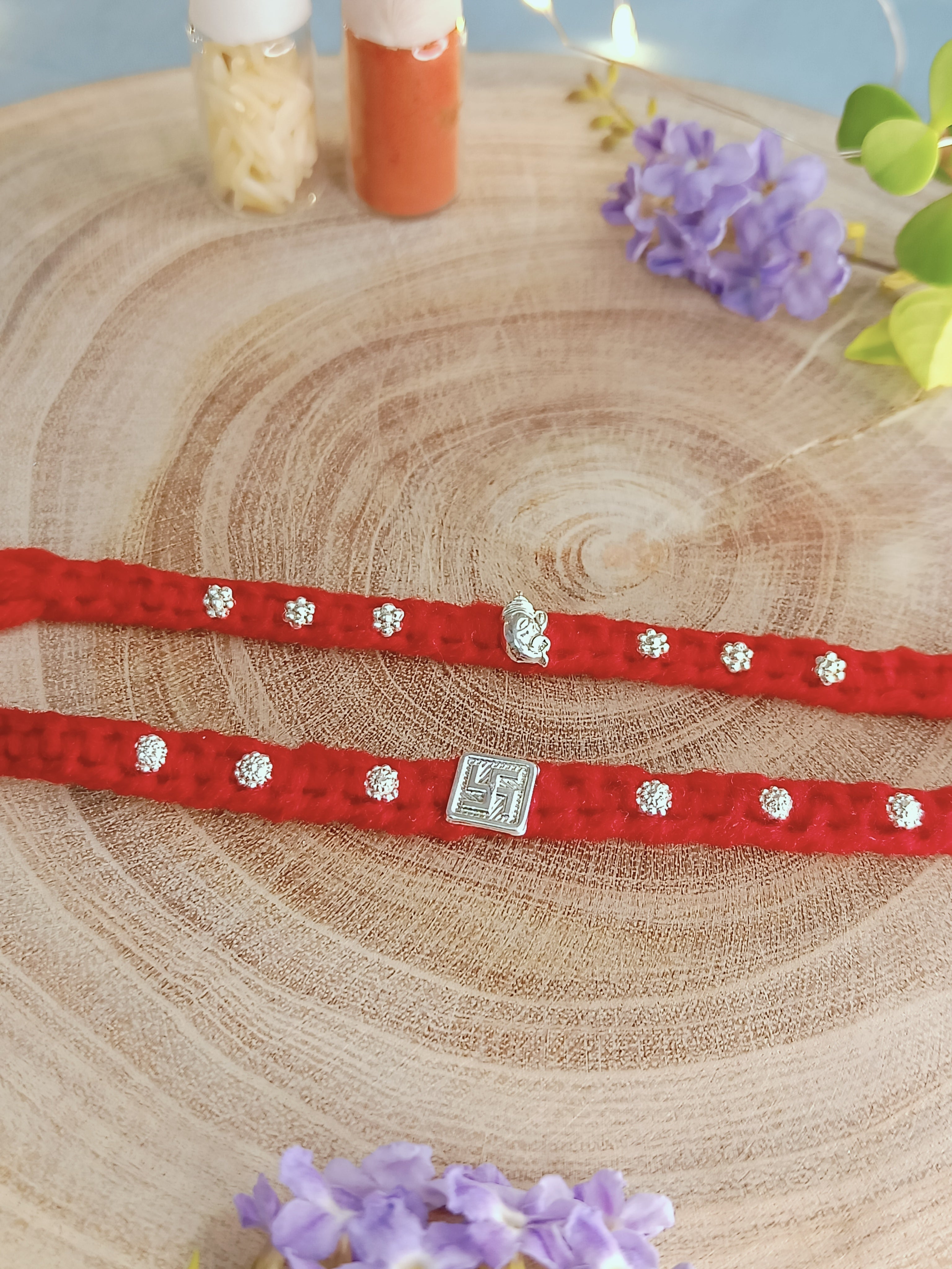 Minimal Chandi  92.5 % Rakhi {combo of 2}