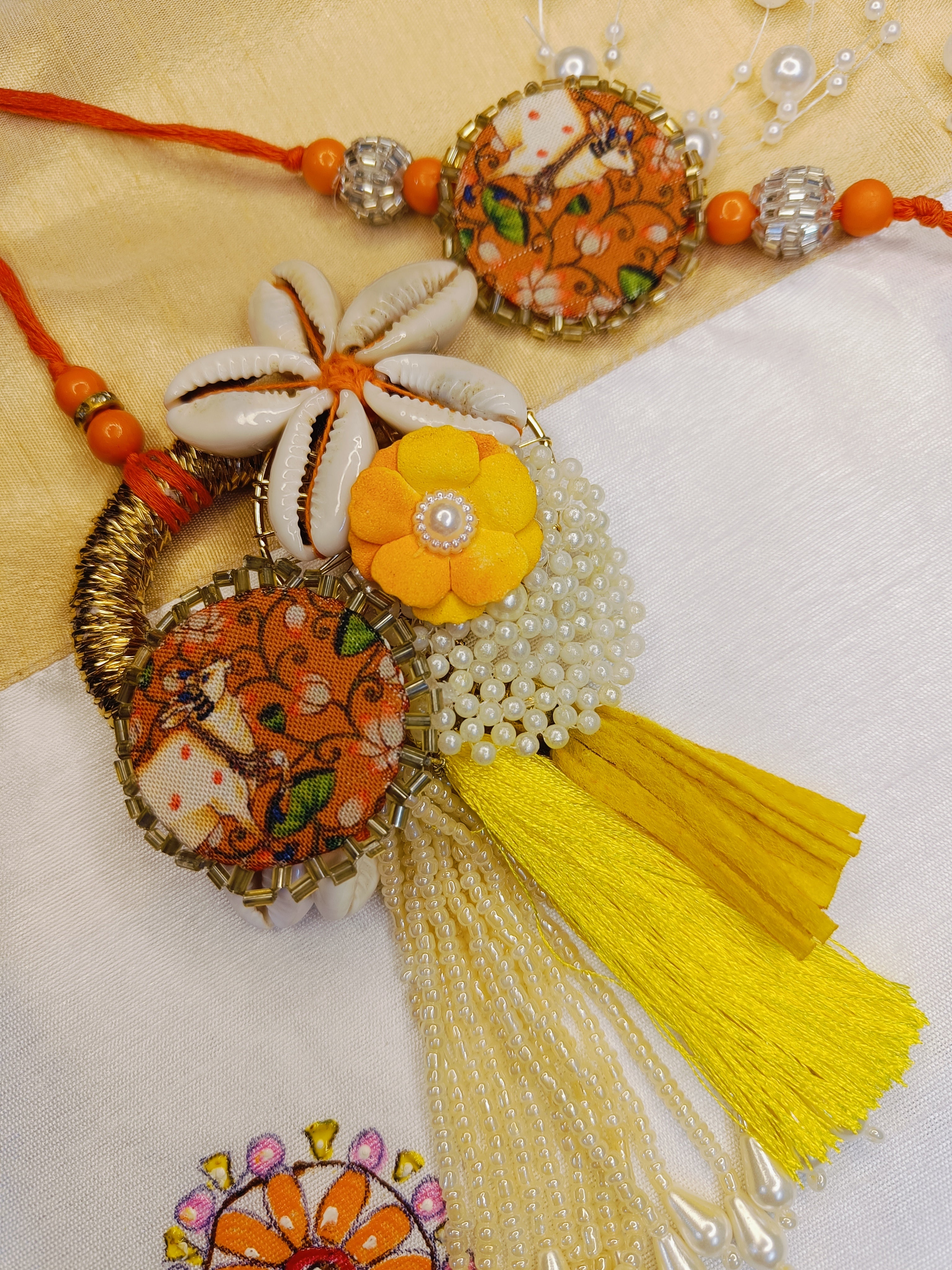 Premium Pichwai LUXE Loomba Rakhi sets