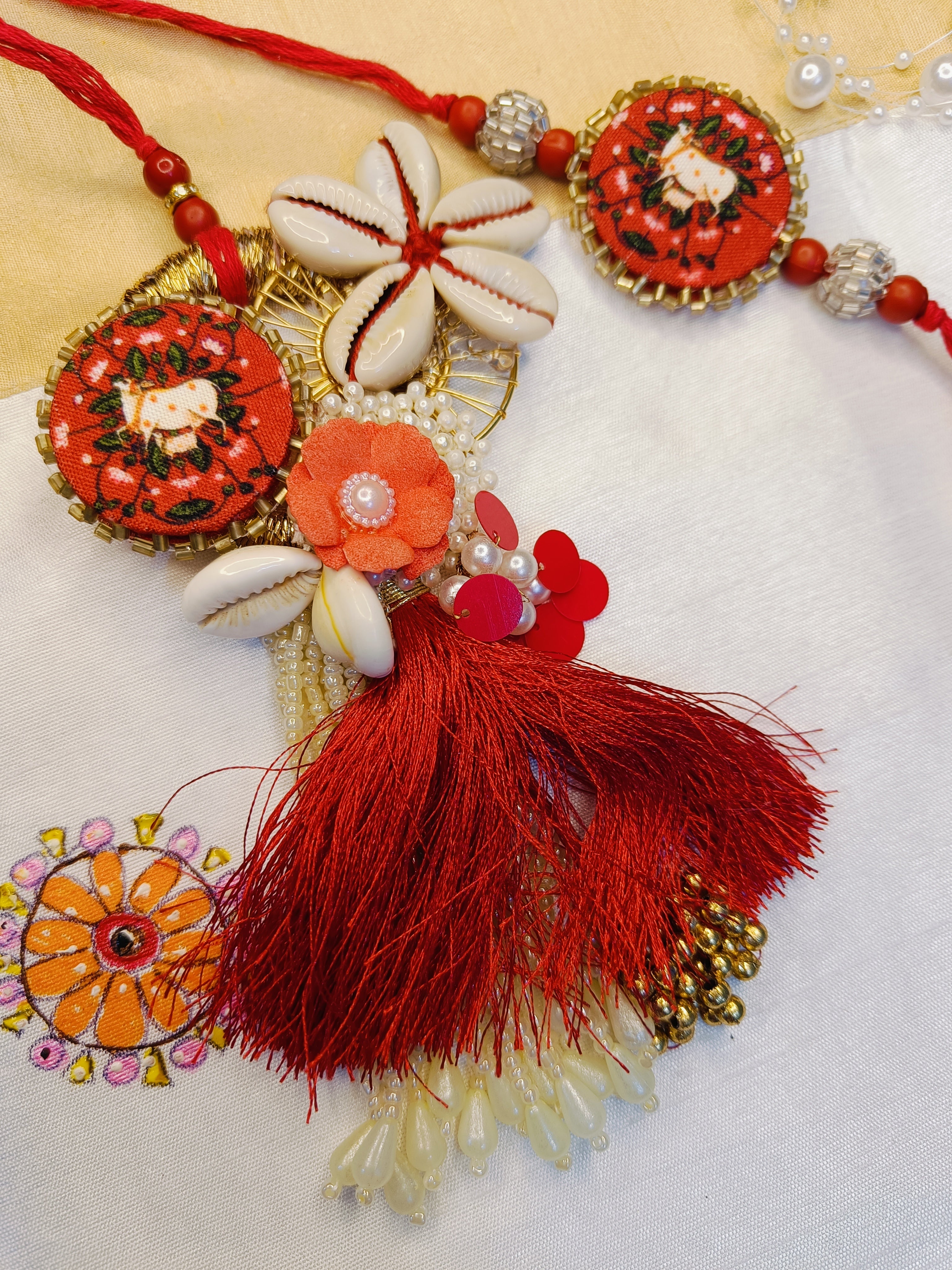 Premium Pichwai LUXE Loomba Rakhi sets