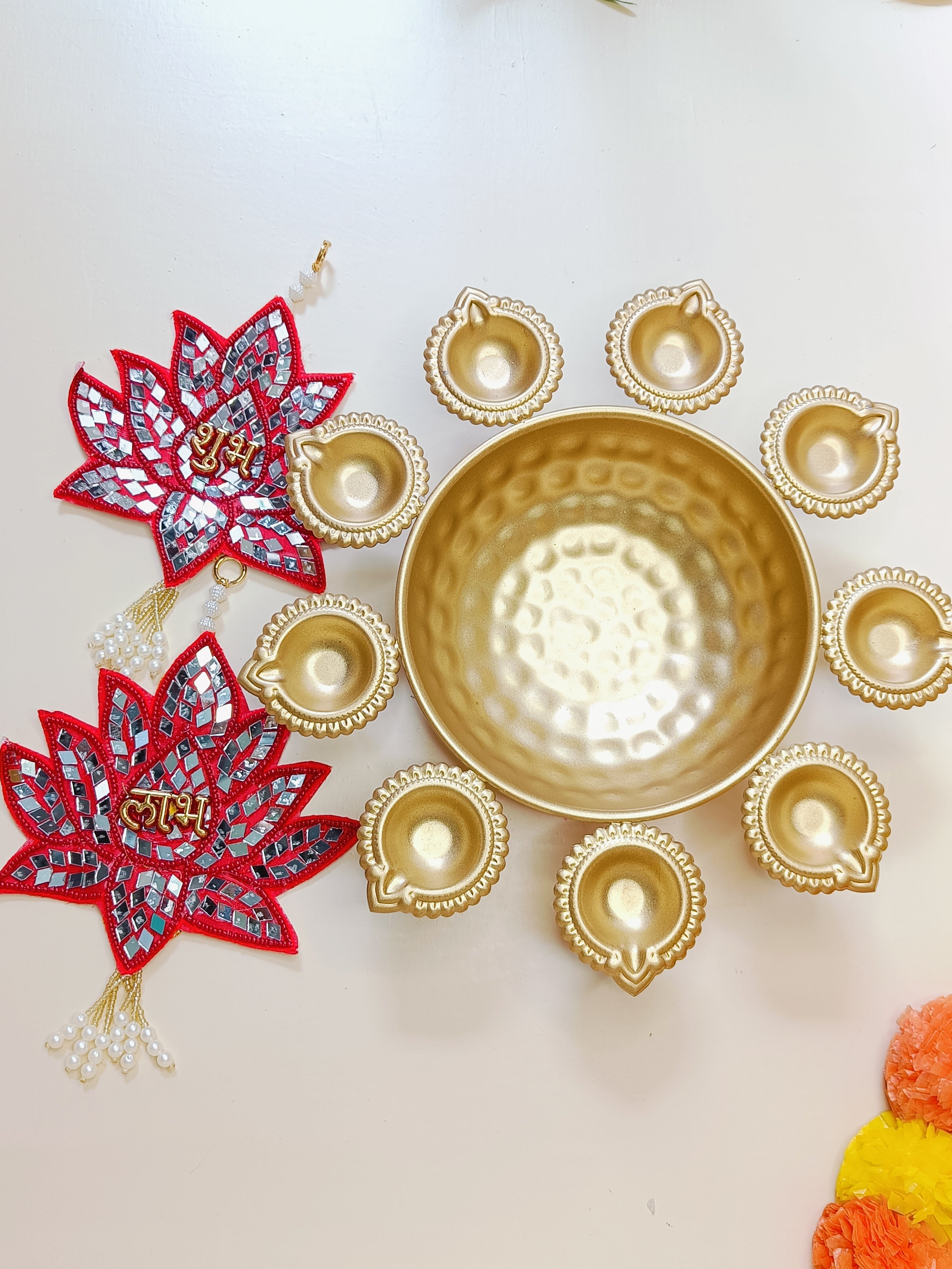 DIYA SHAPE FLOWER DECORATIVE URLI