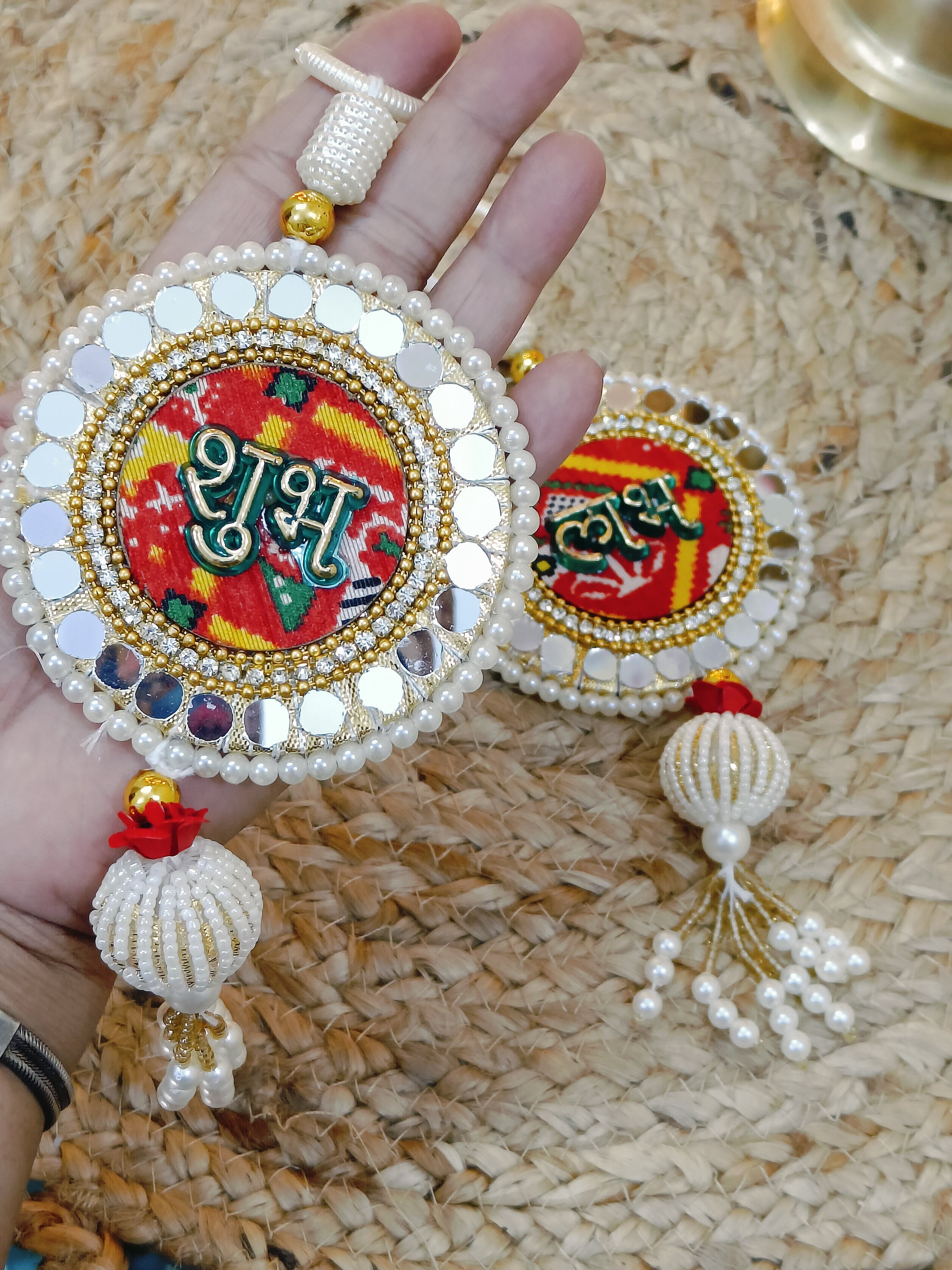 Bandhni-Glass Hanging /Danglers -Set of 2