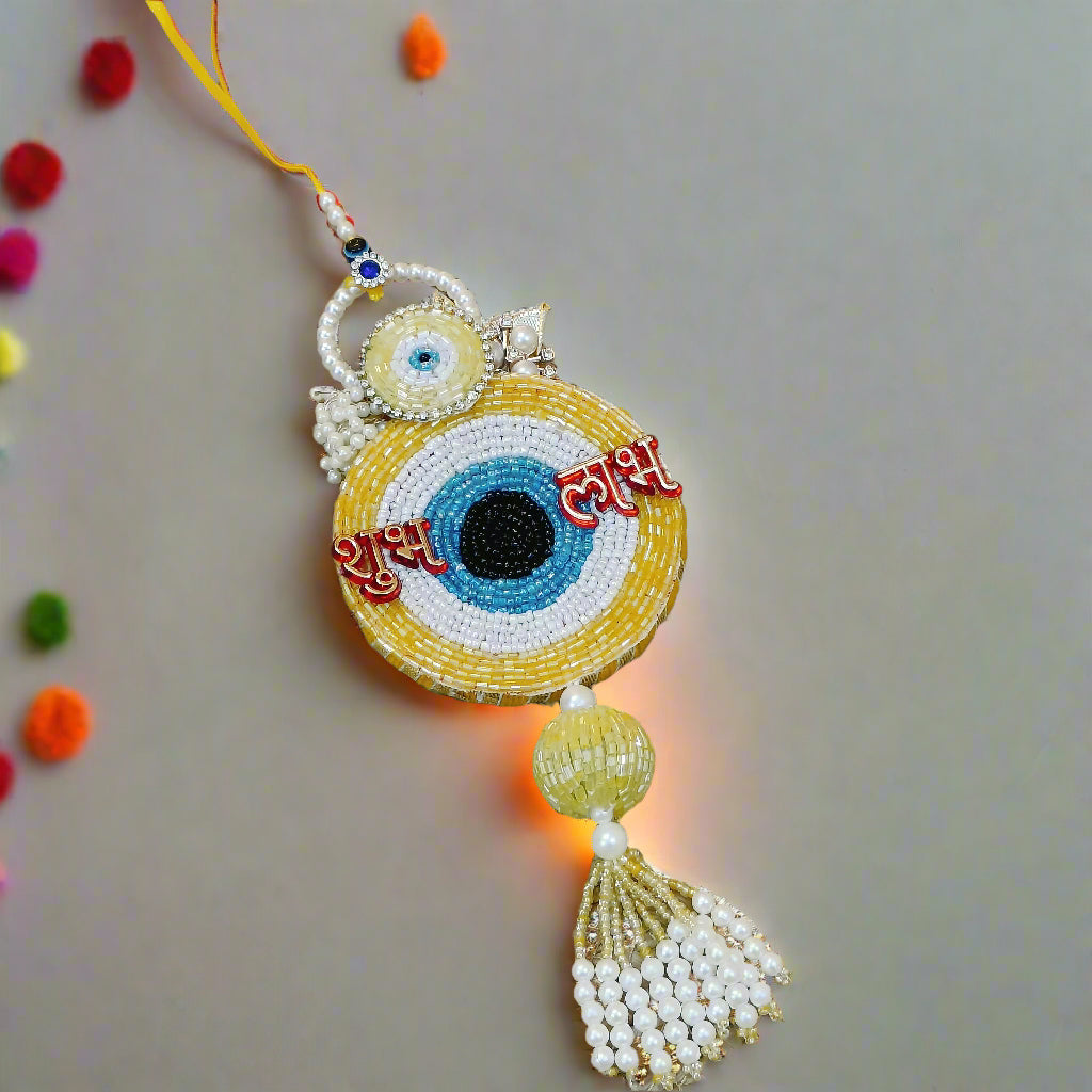 Subh-Labh Evil-Eye Hanging/ Danglers with pearls