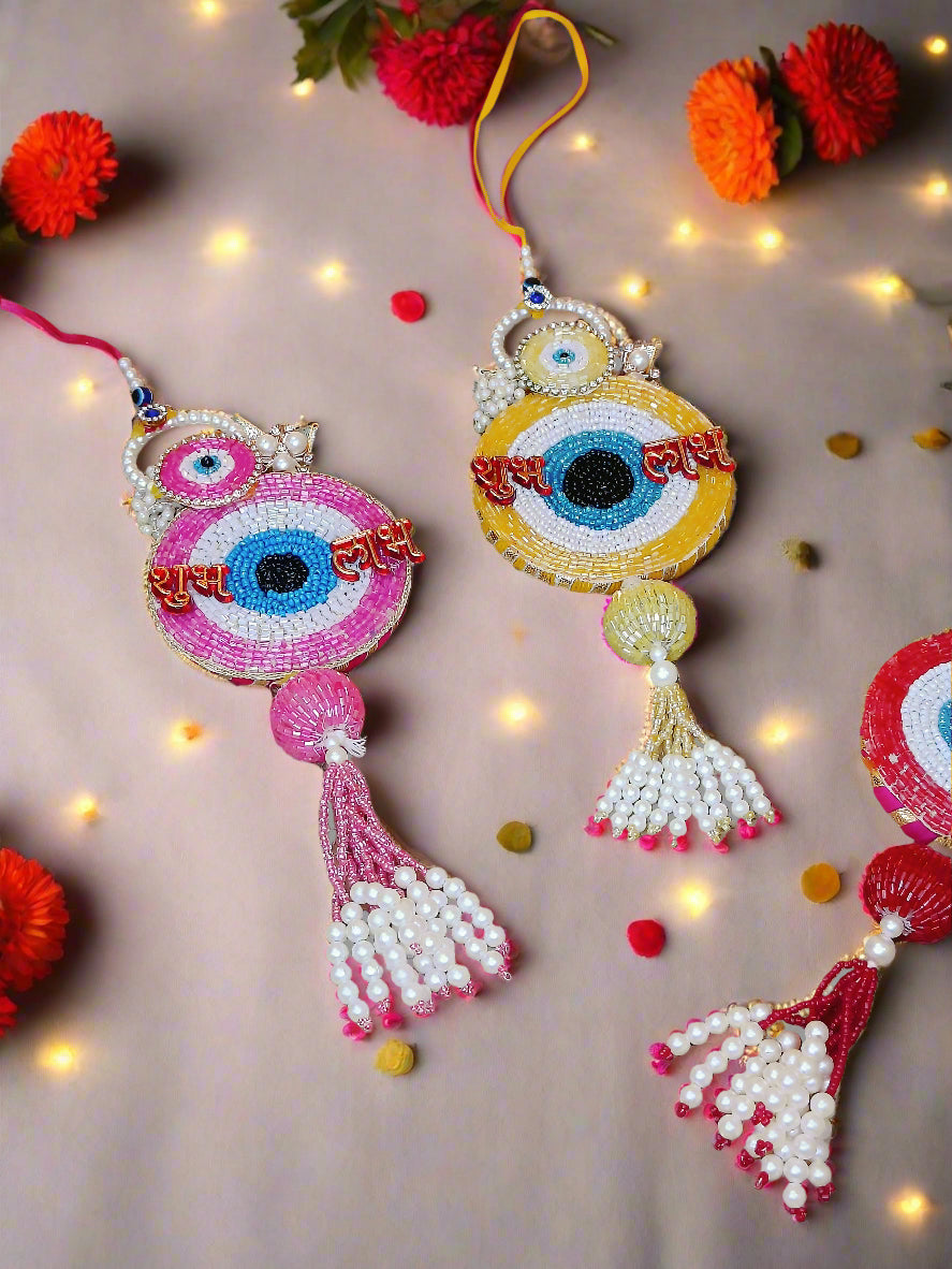 Subh-Labh Evil-Eye Hanging/ Danglers with pearls