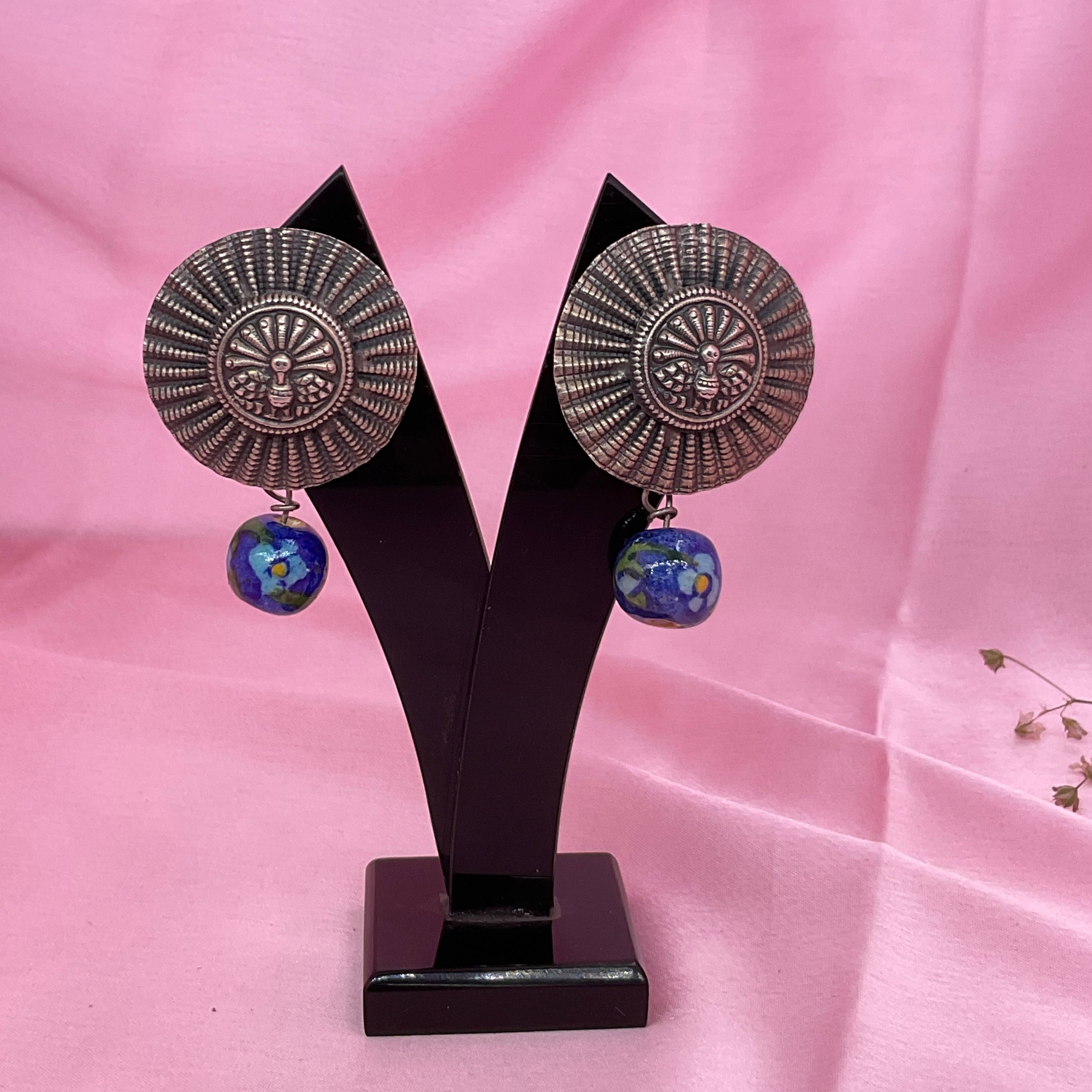 Moor 92.5 Silver Studs [Blue pottery hanging]