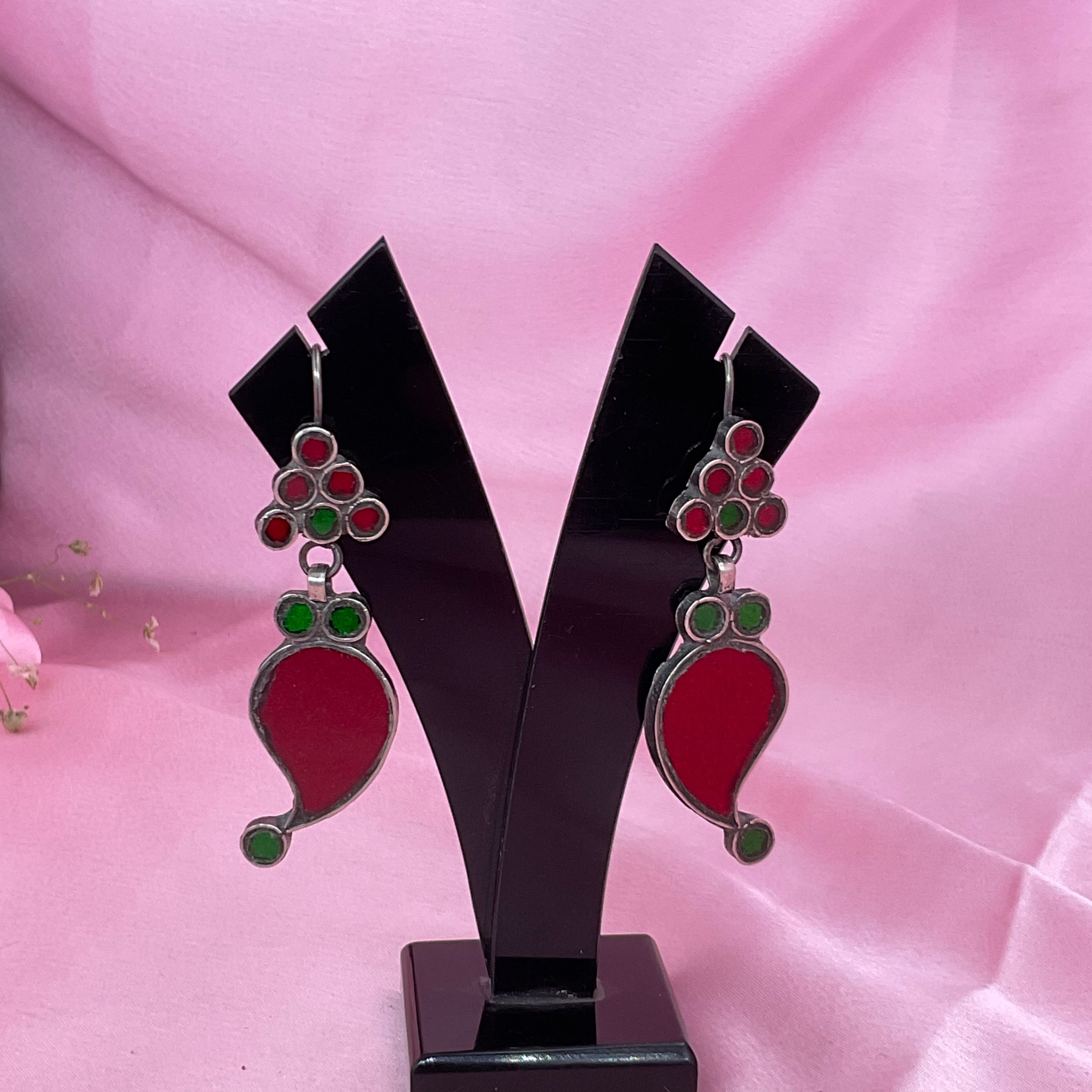 Silver 92.5 Banjara Glass Earrings