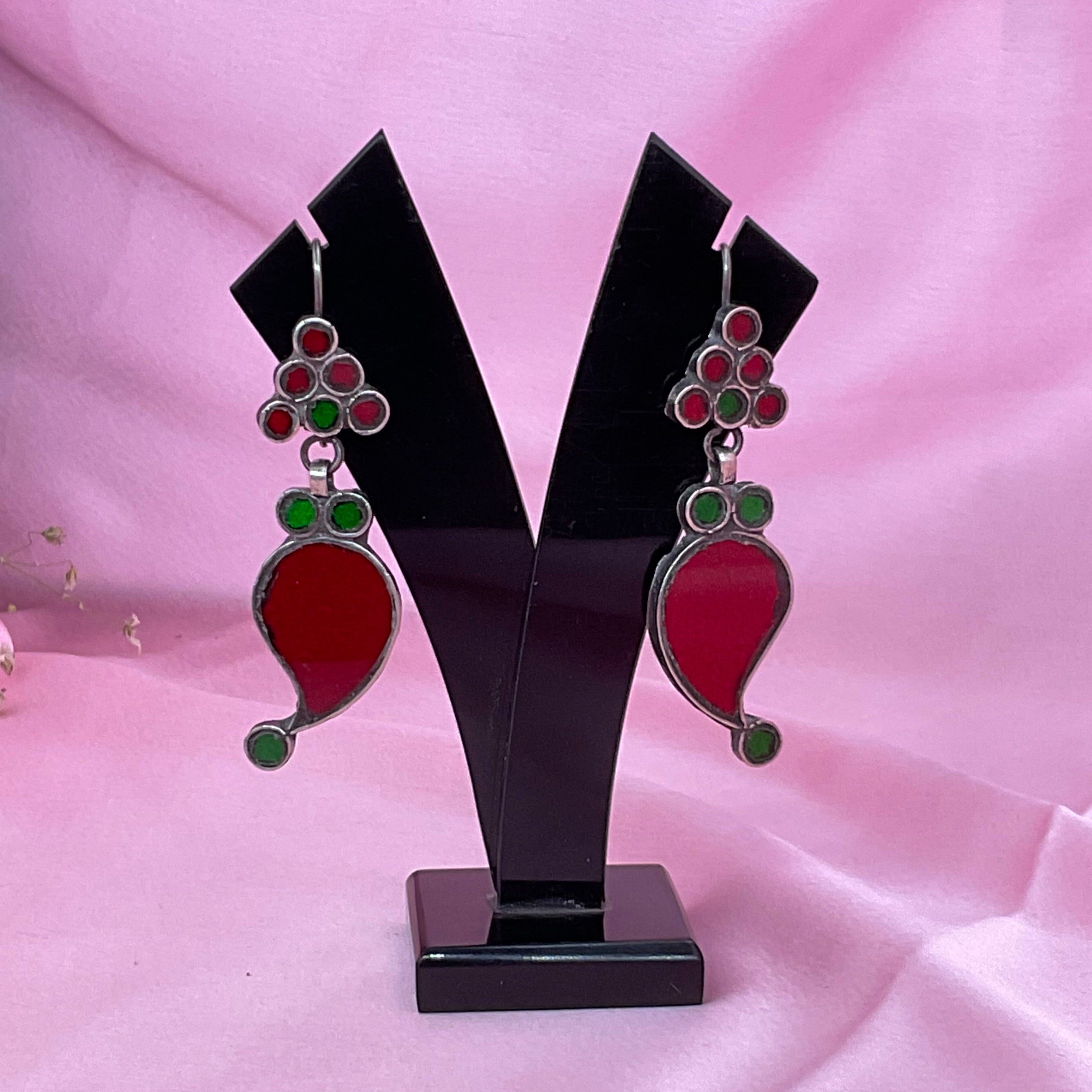 Silver 92.5 Banjara Glass Earrings