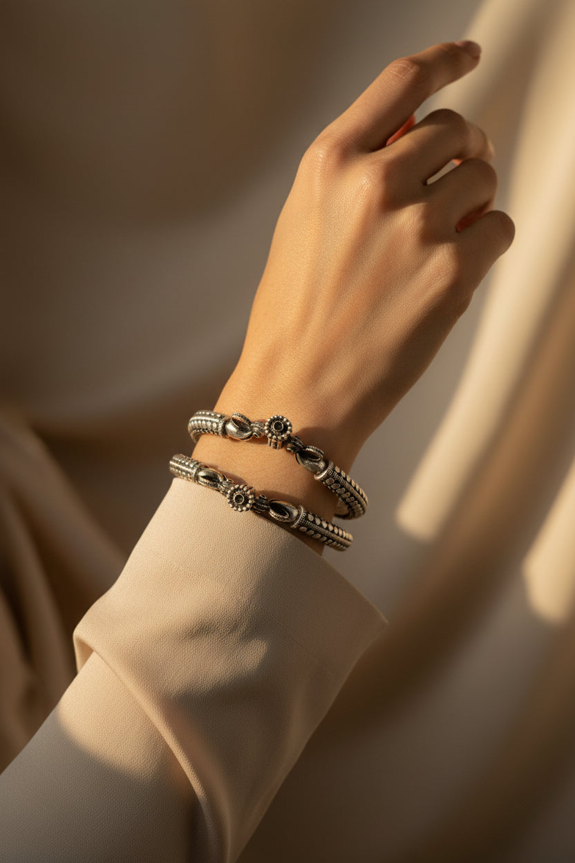Ruby Kadli 92.5 Sterling Silver Kada /Bracelet