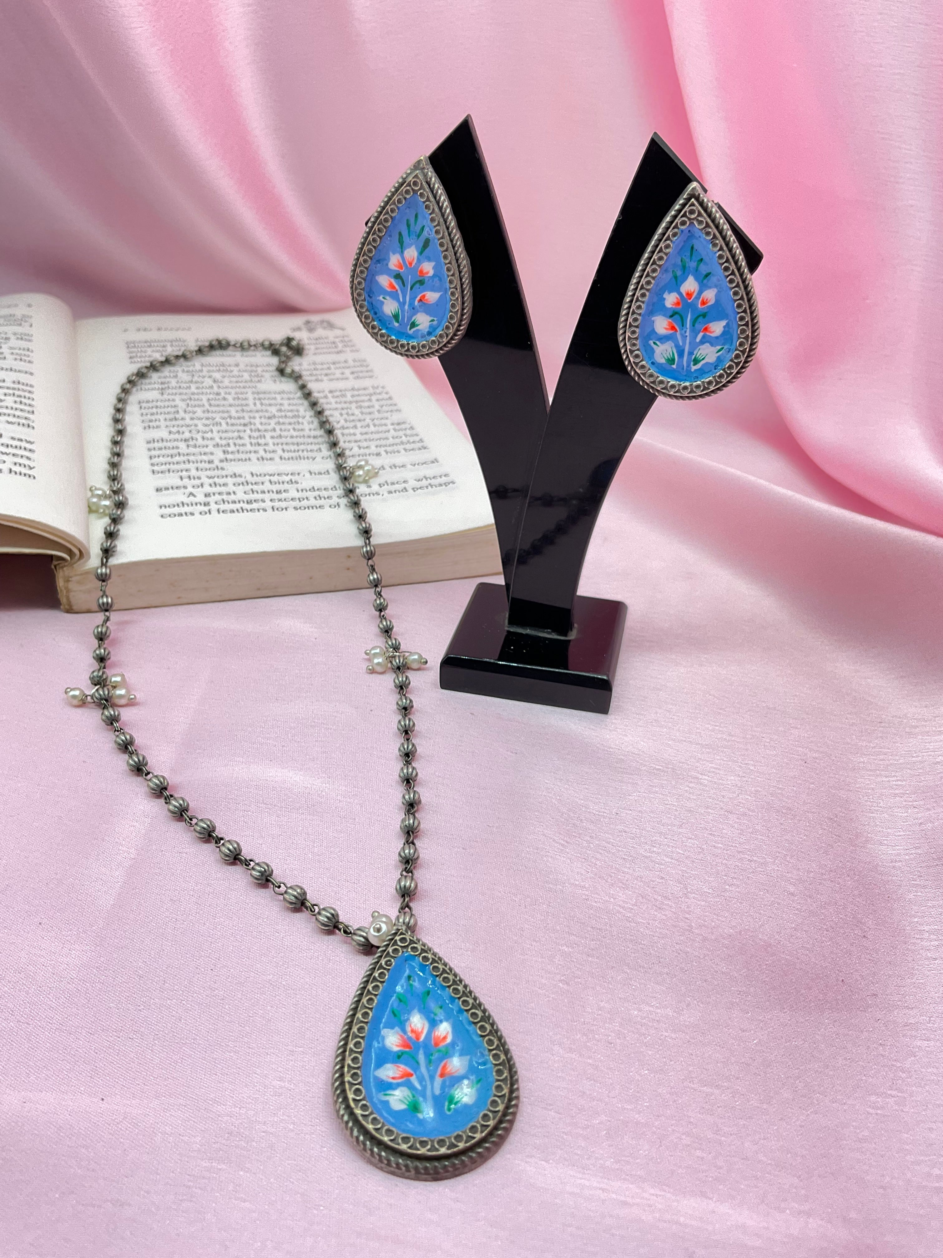 Hand- Painted Pendant Earring Sets