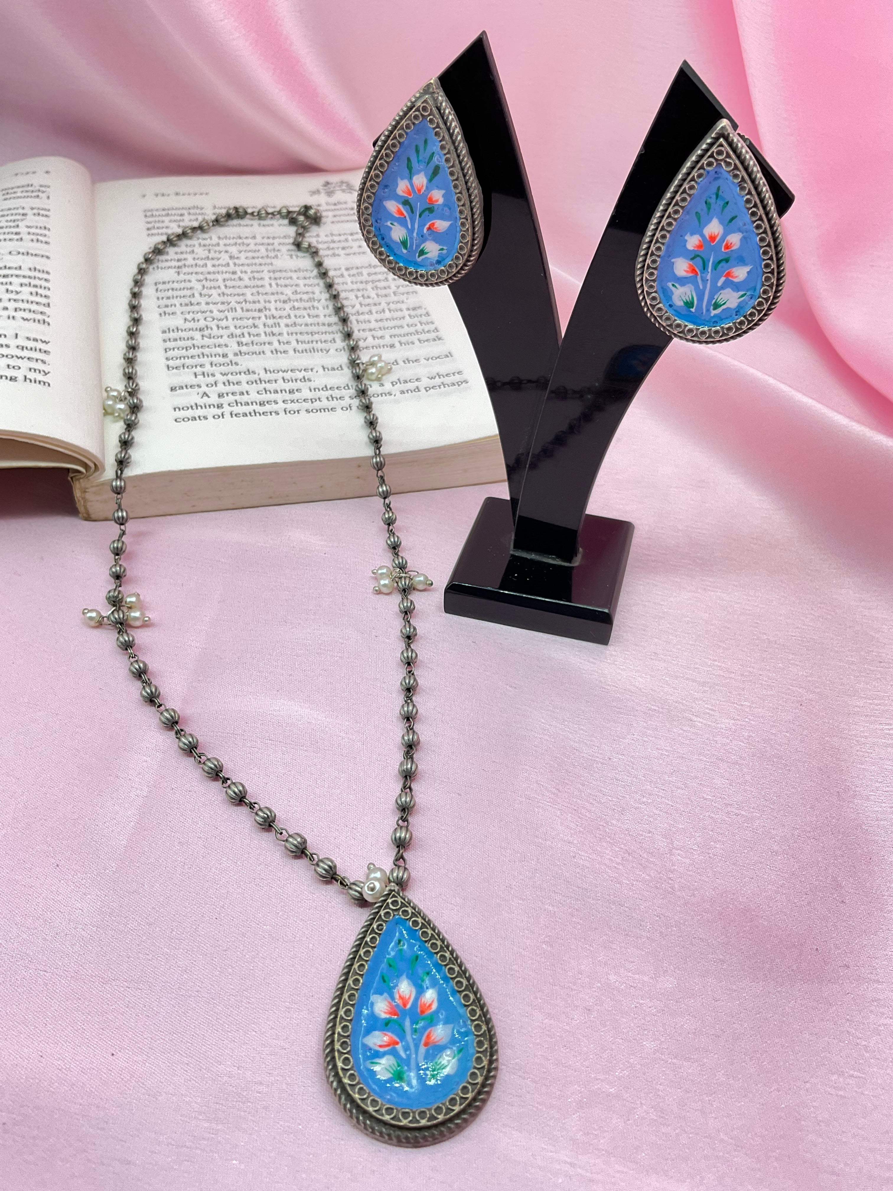 Hand- Painted Pendant Earring Sets