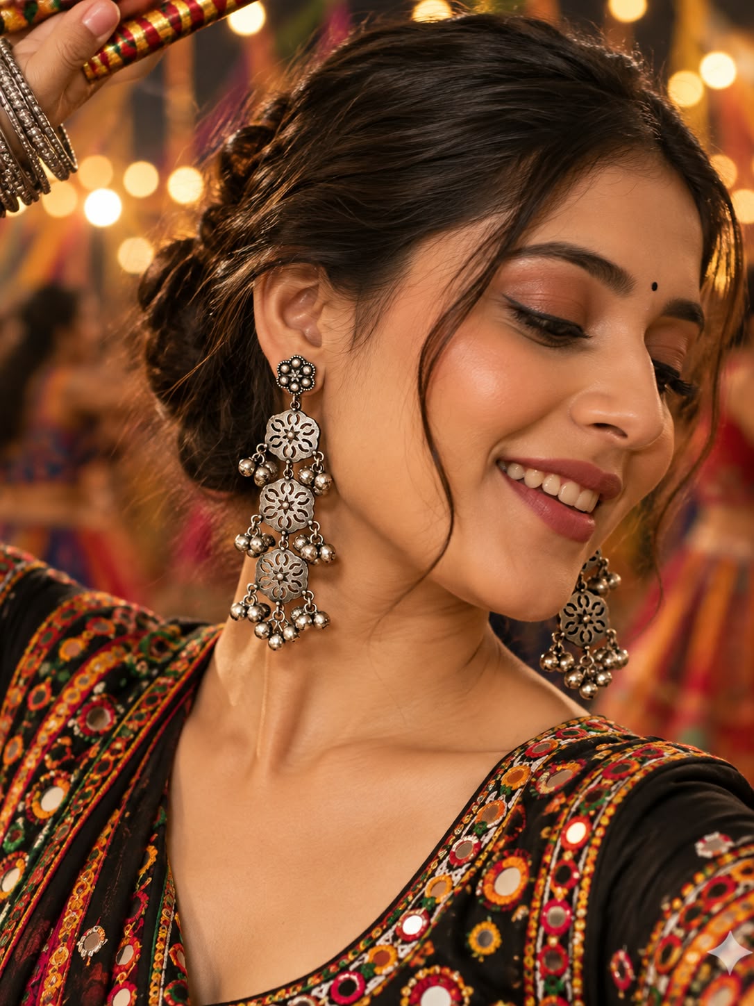 Aabha Oxidized Jhumki Earrings