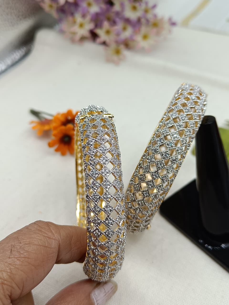 Charulata Gold Plated Carved Bangle Set