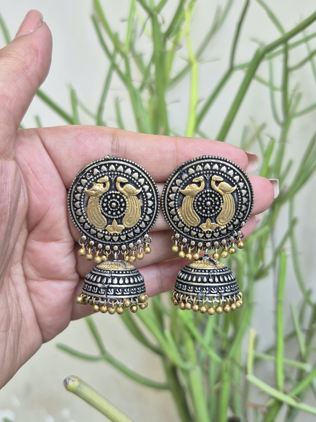 Oxidized Jhumki Earrings