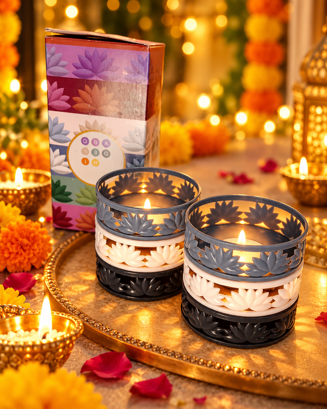Lotus TeaLight Holder [Grey] Set of 6
