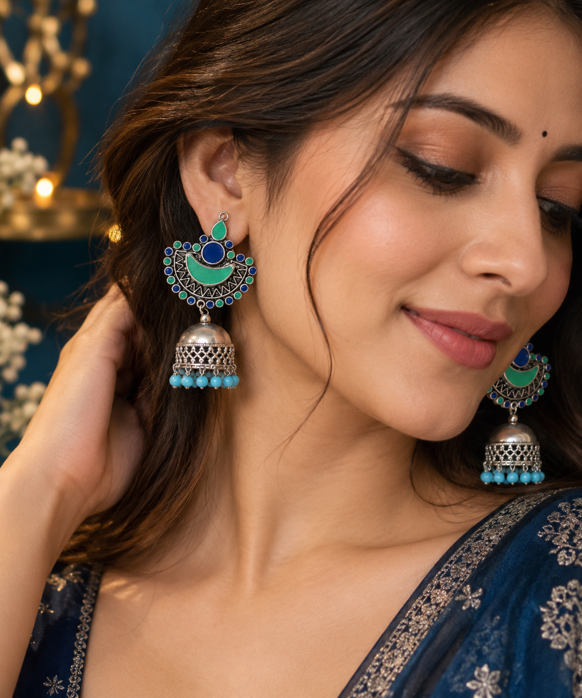 Oxidized Jhumki Earrings