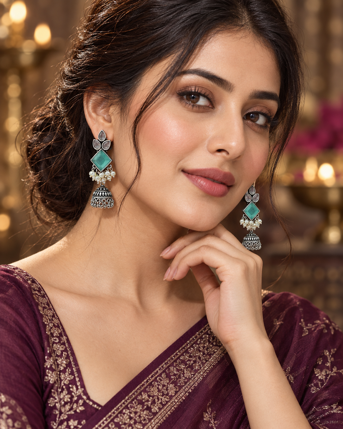 Antique Ummul Oxidised Jhumkis