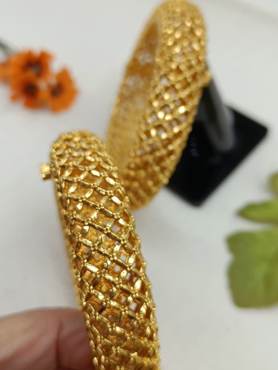 Alankrita Gold Plated Carved Bangle Set