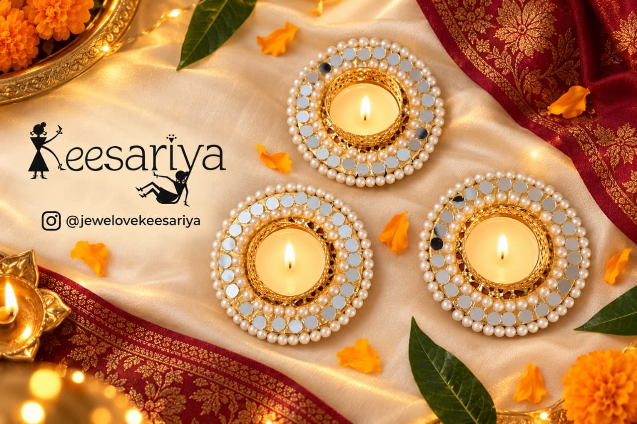 STARLIT DECORATIVE 3/5 DIYA SET [ With 3/5WAX TEALIGHTS ]