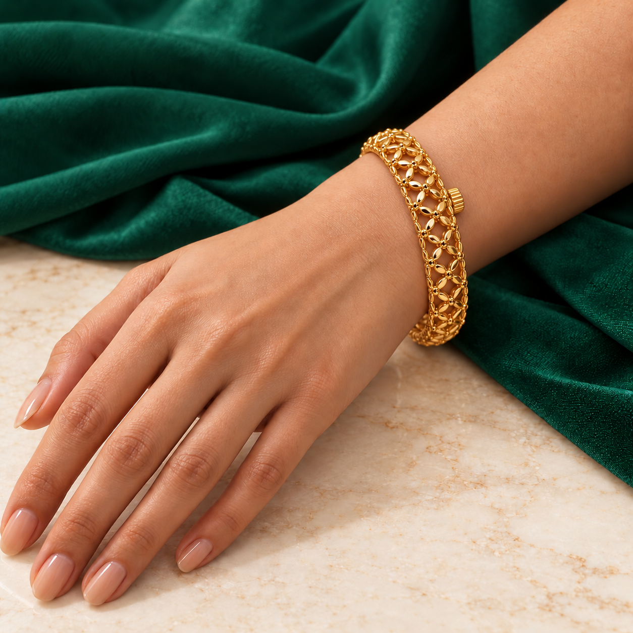 Alankrita Gold Plated Carved Bangle Set