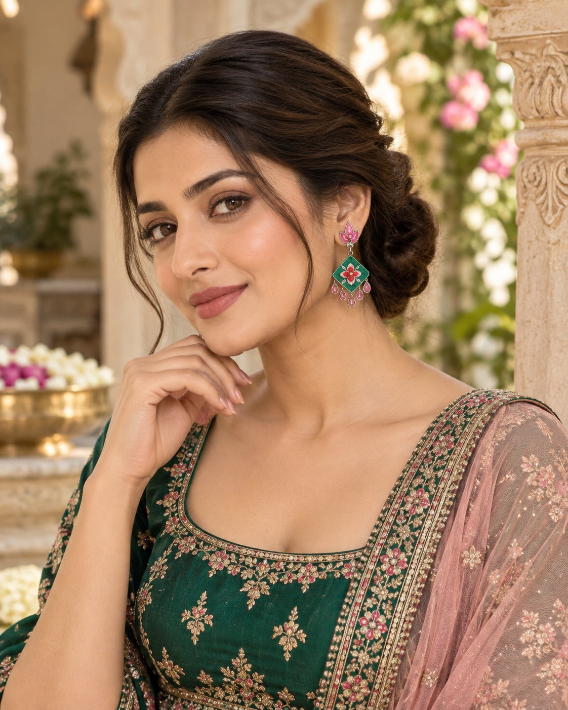 Darbar Meenakari Jhumki Earrings