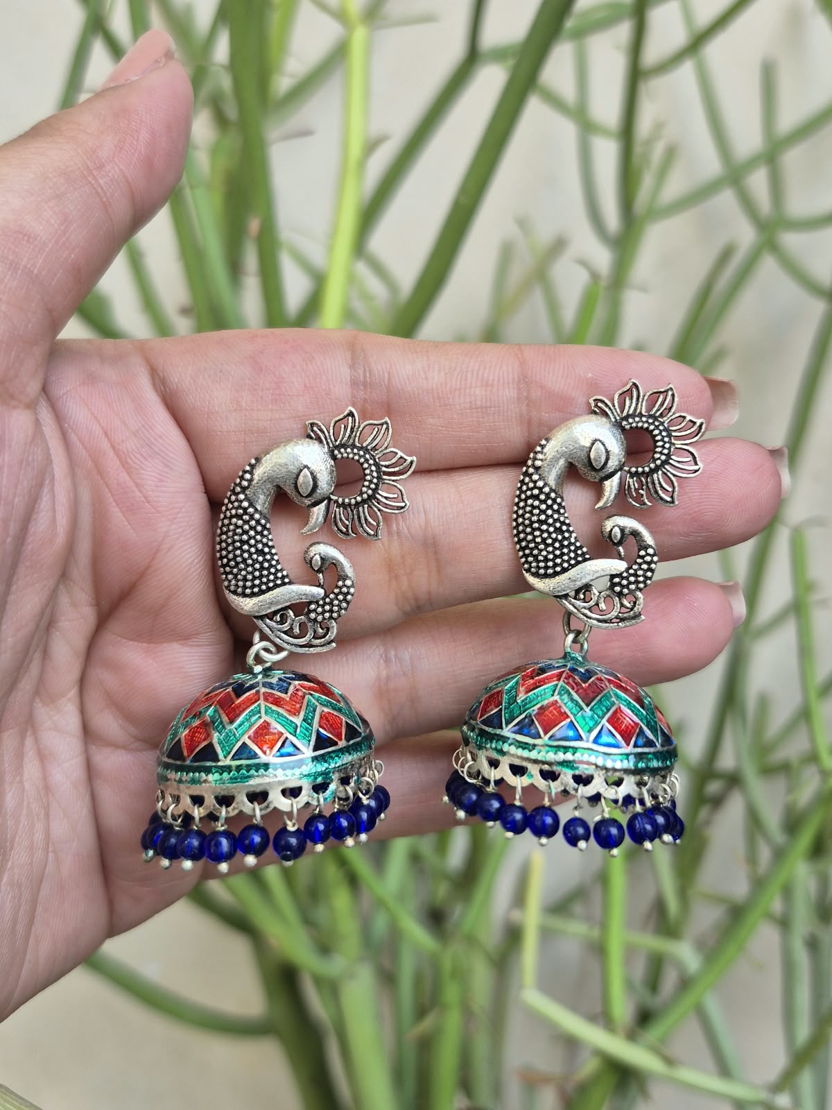 Oxidized Jhumki Earrings