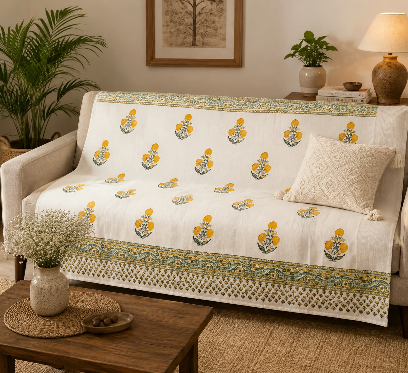 CozyNest 100% Pure Cotton Jute Sofa Throw