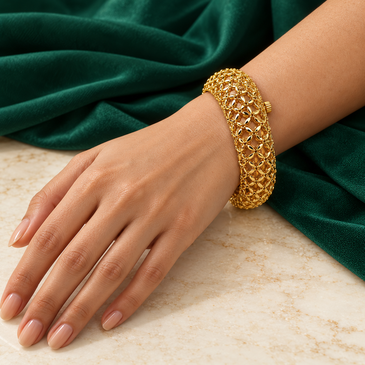 Alankrita Gold Plated Carved Bangle Set