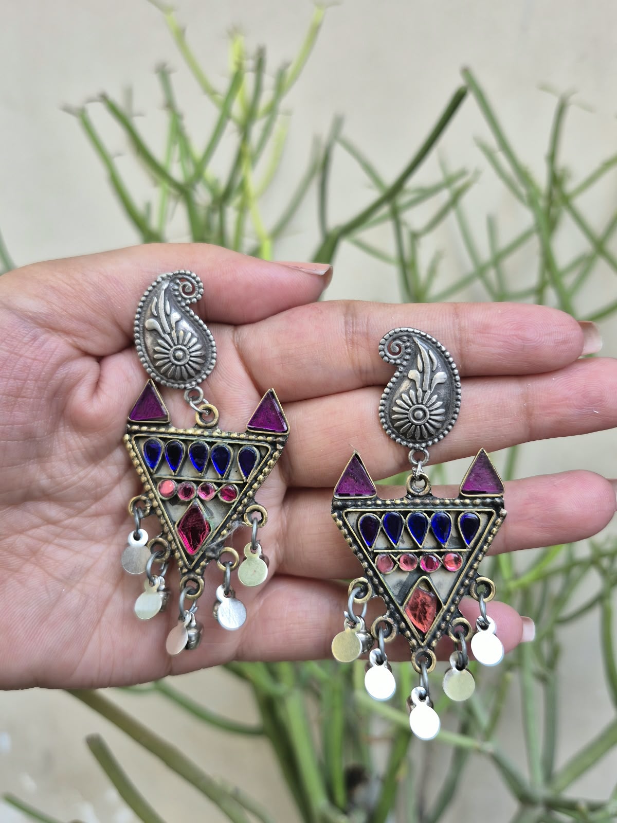 Silver Look Alike Jhumki Earrings