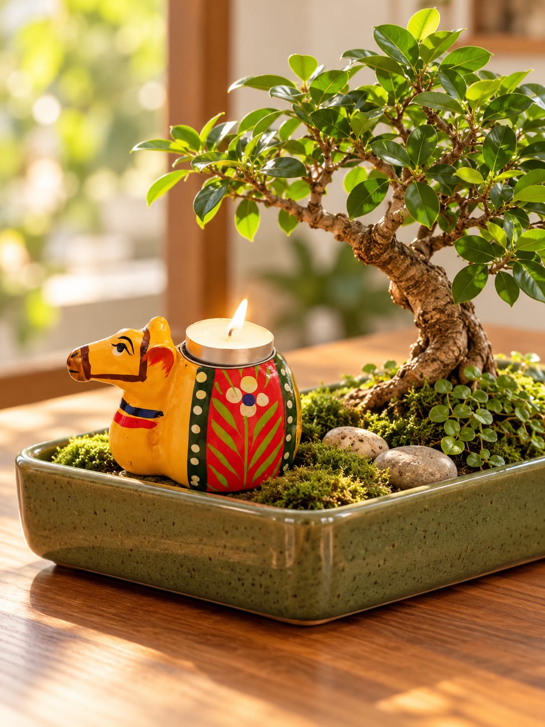 Camel Table Paper Mache Candle