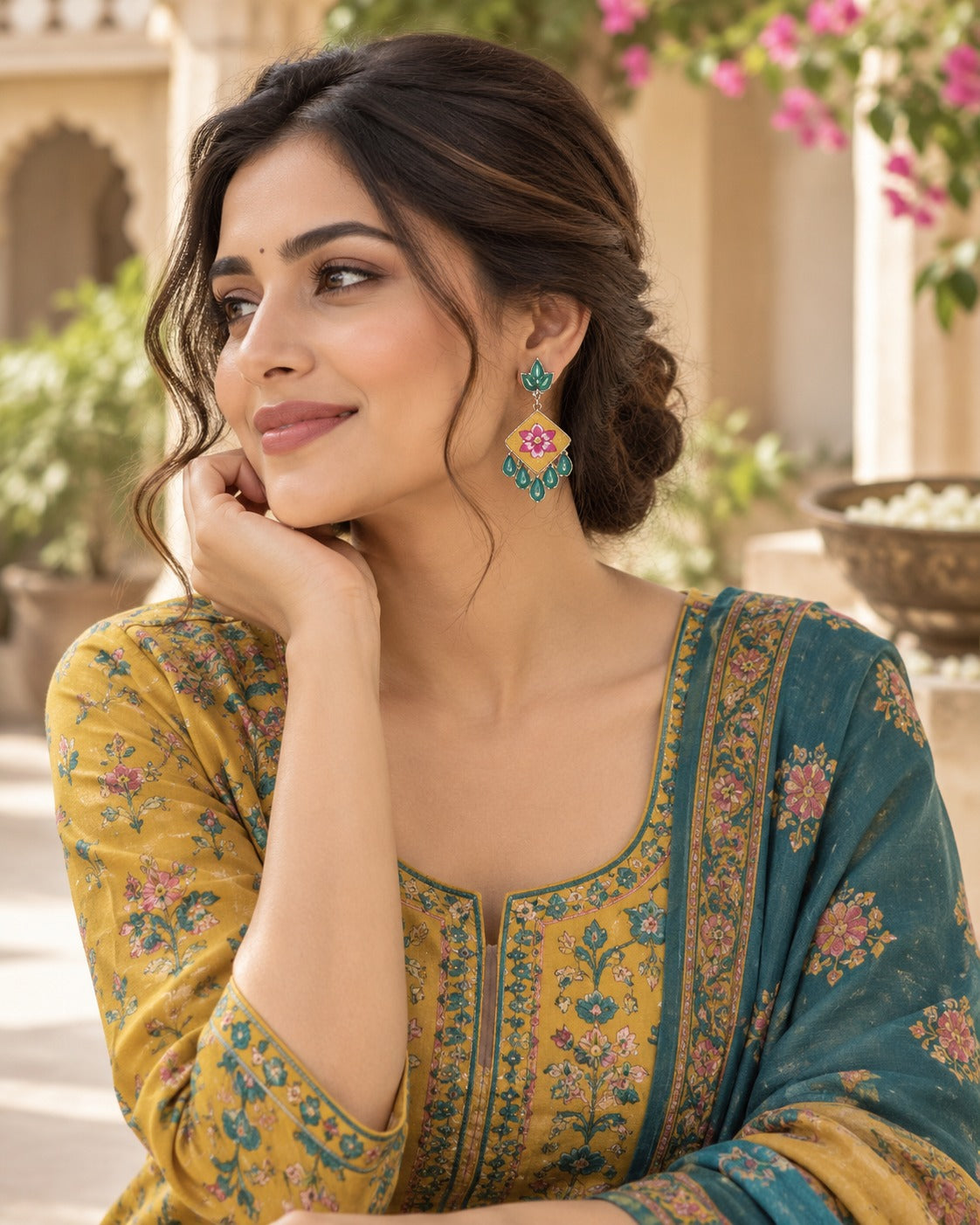 Rajputana Meenakari Jhumki Earrings