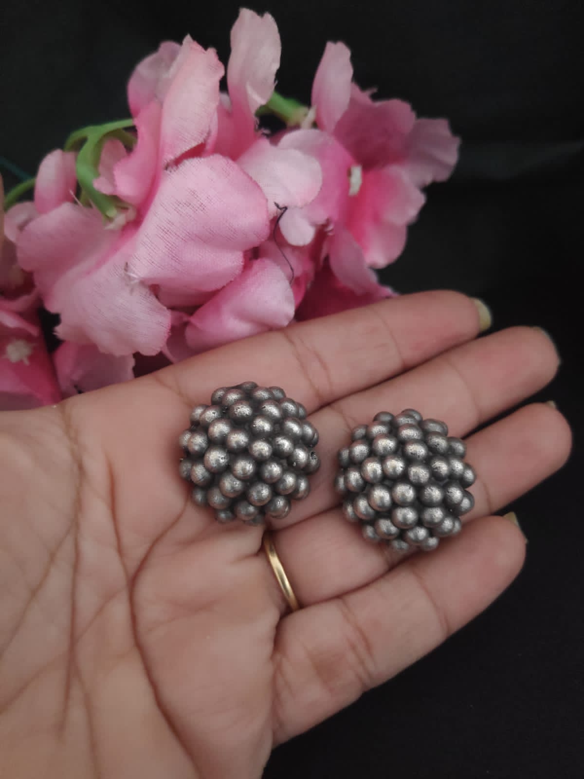 Kesar Oxidized Jhumki Earrings
