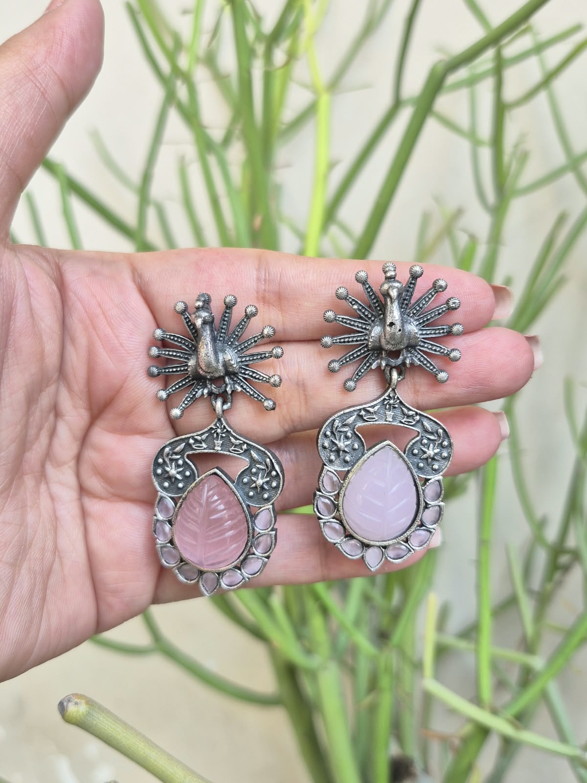 Silver Look Alike Jhumki Earrings